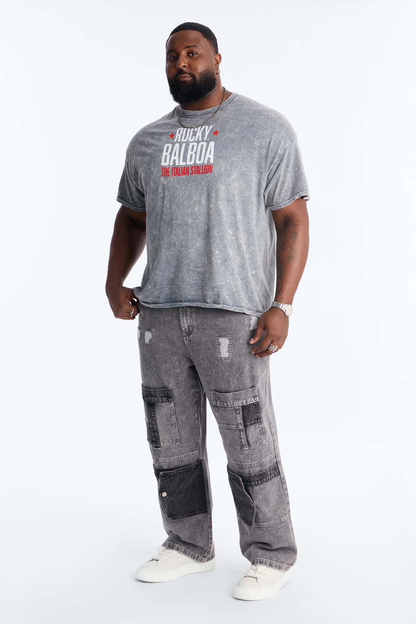 Rocky Balboa 1982 Short Sleeve Tee - Grey Mineral Wash - Image 6