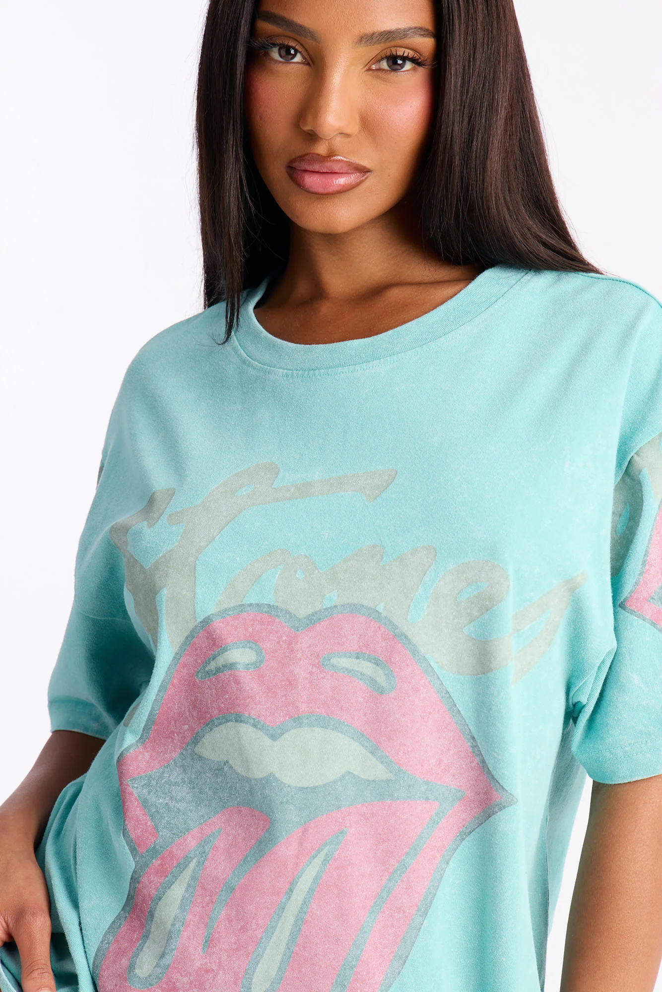 Rolling Stones Big Lips Washed Tee - Blue Wash - Image 3