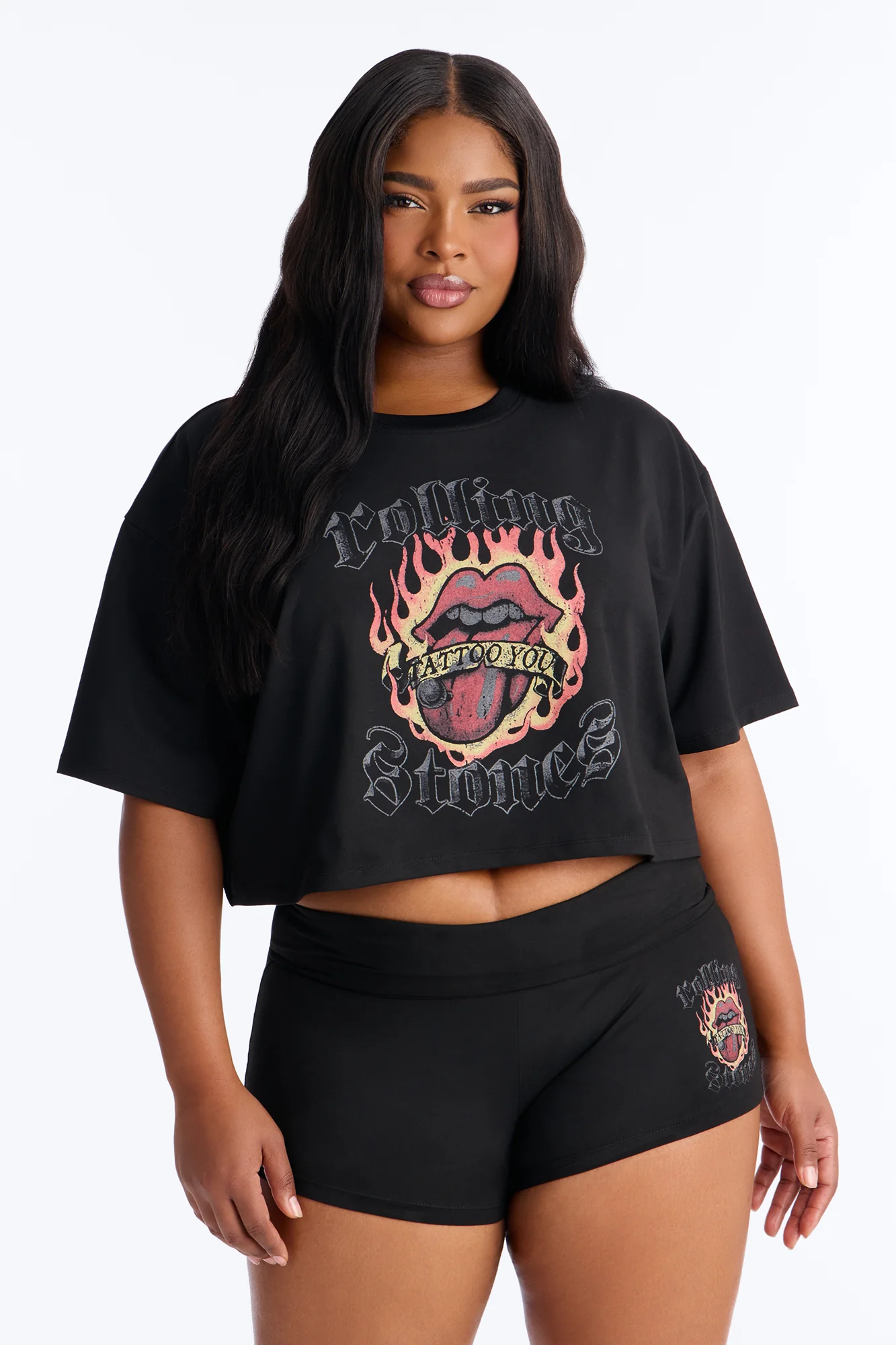 Rolling Stones Flame PJ Short Set - Black/Red - Image 4