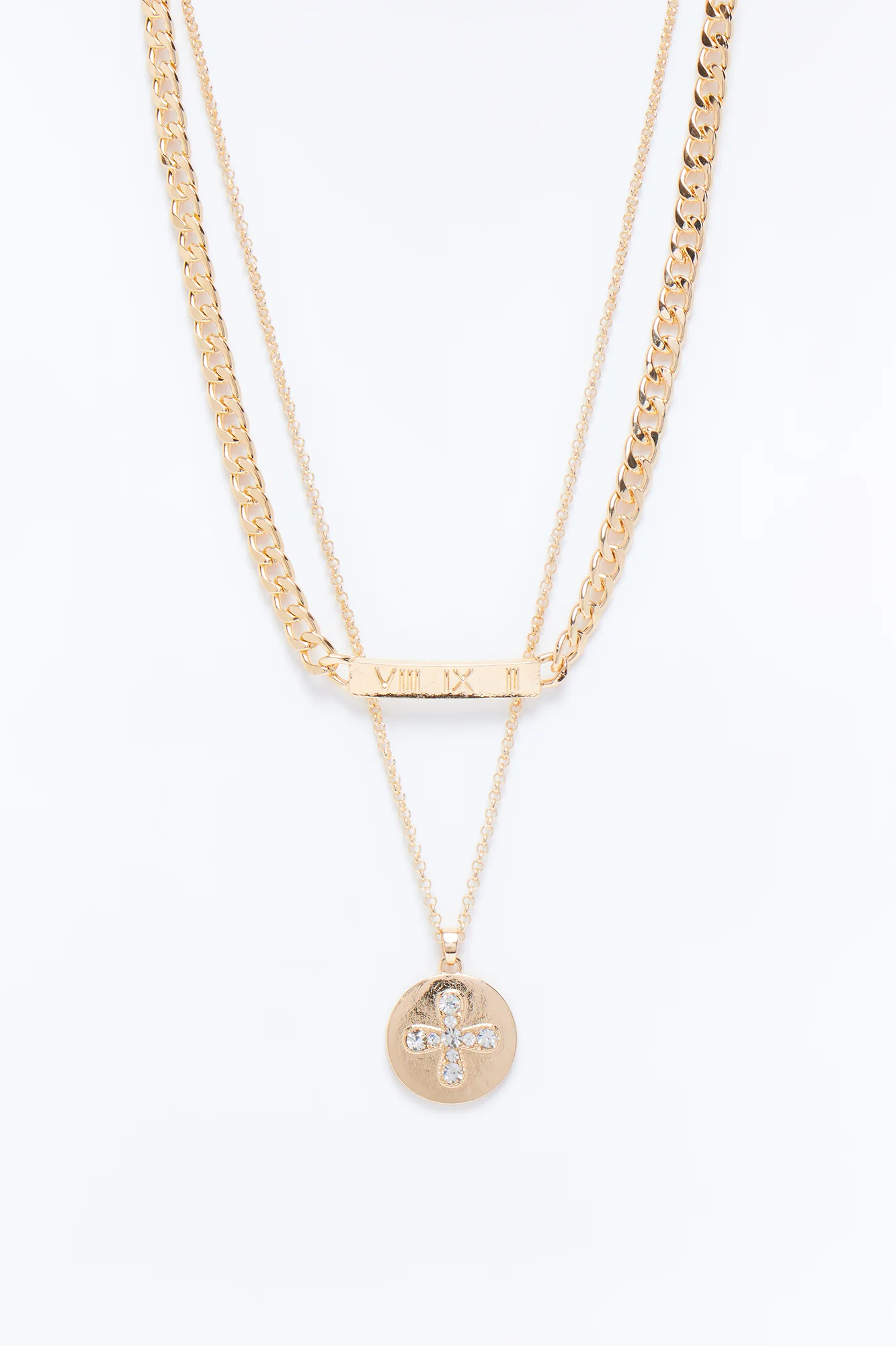Roman Creed Chain Necklace Set - Gold
