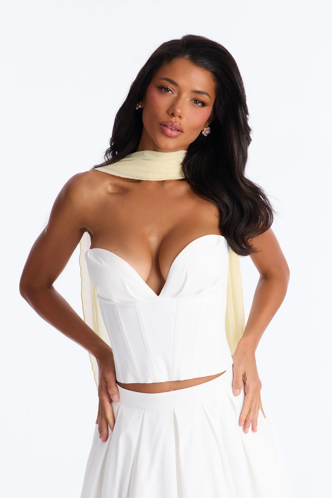 Romance Hour Corset Skirt Set - White - Image 2