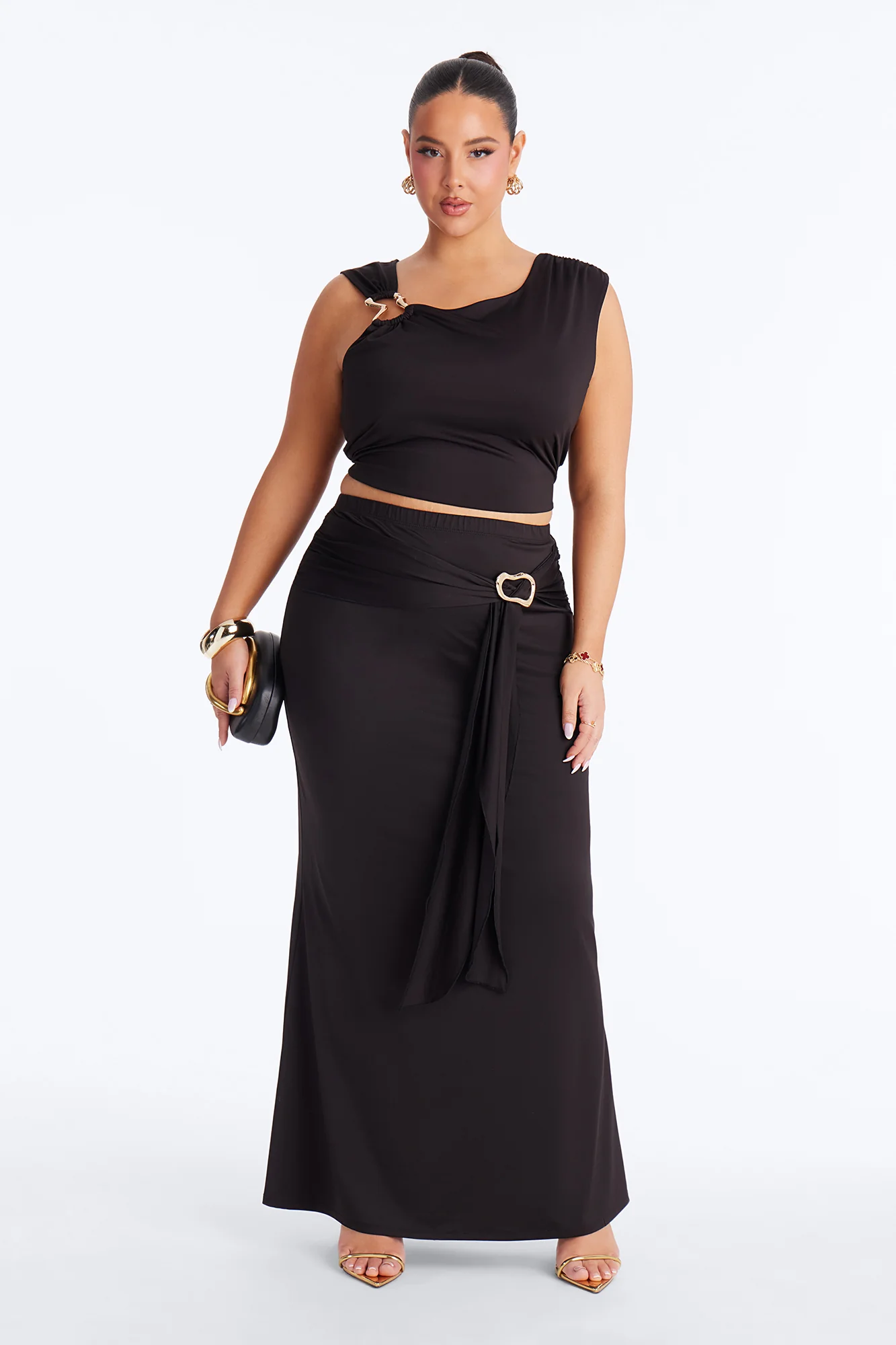 Romance Me Hardware Maxi Skirt Set - Black - Image 5