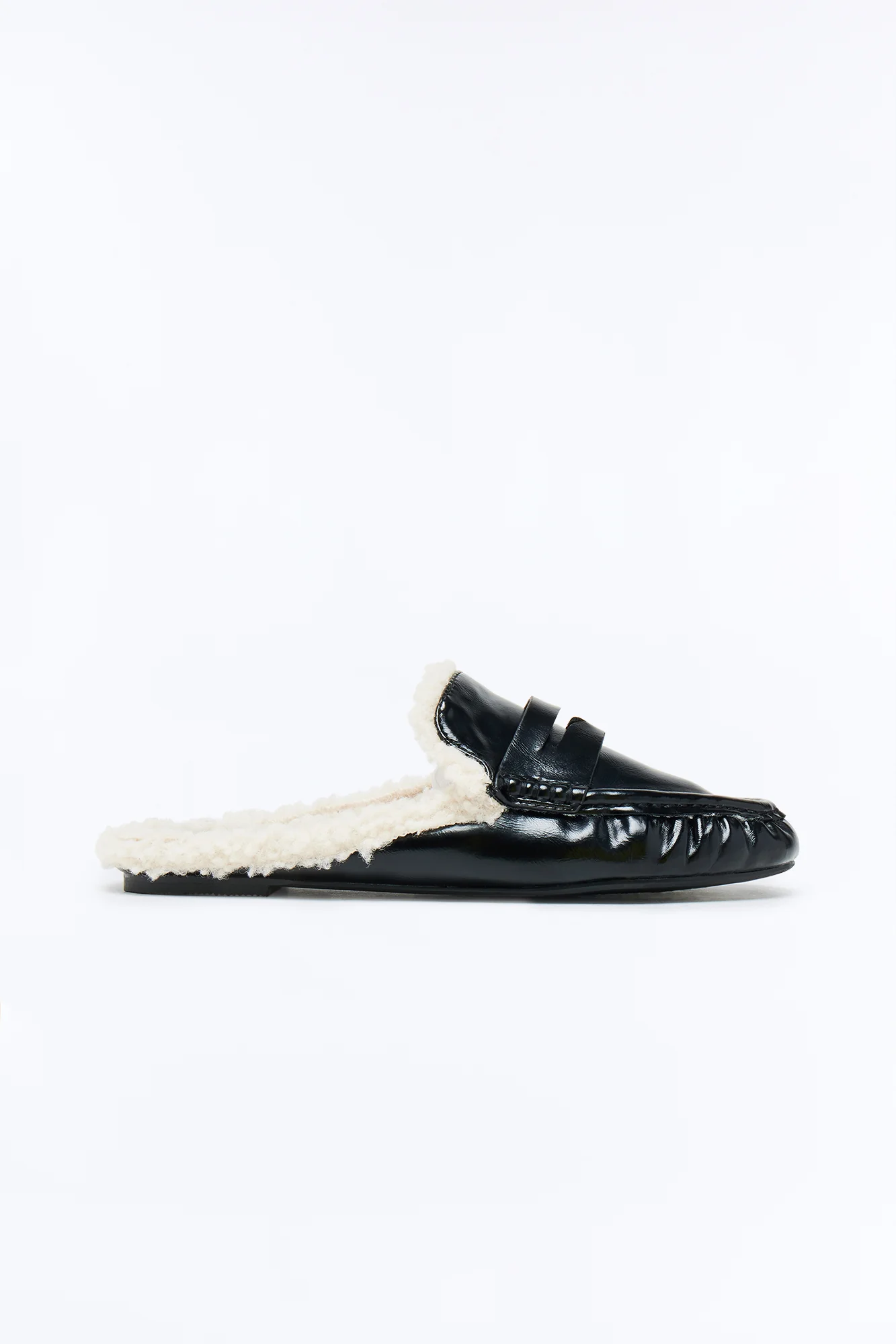 Romina Faux Fur Loafer Slides - Black