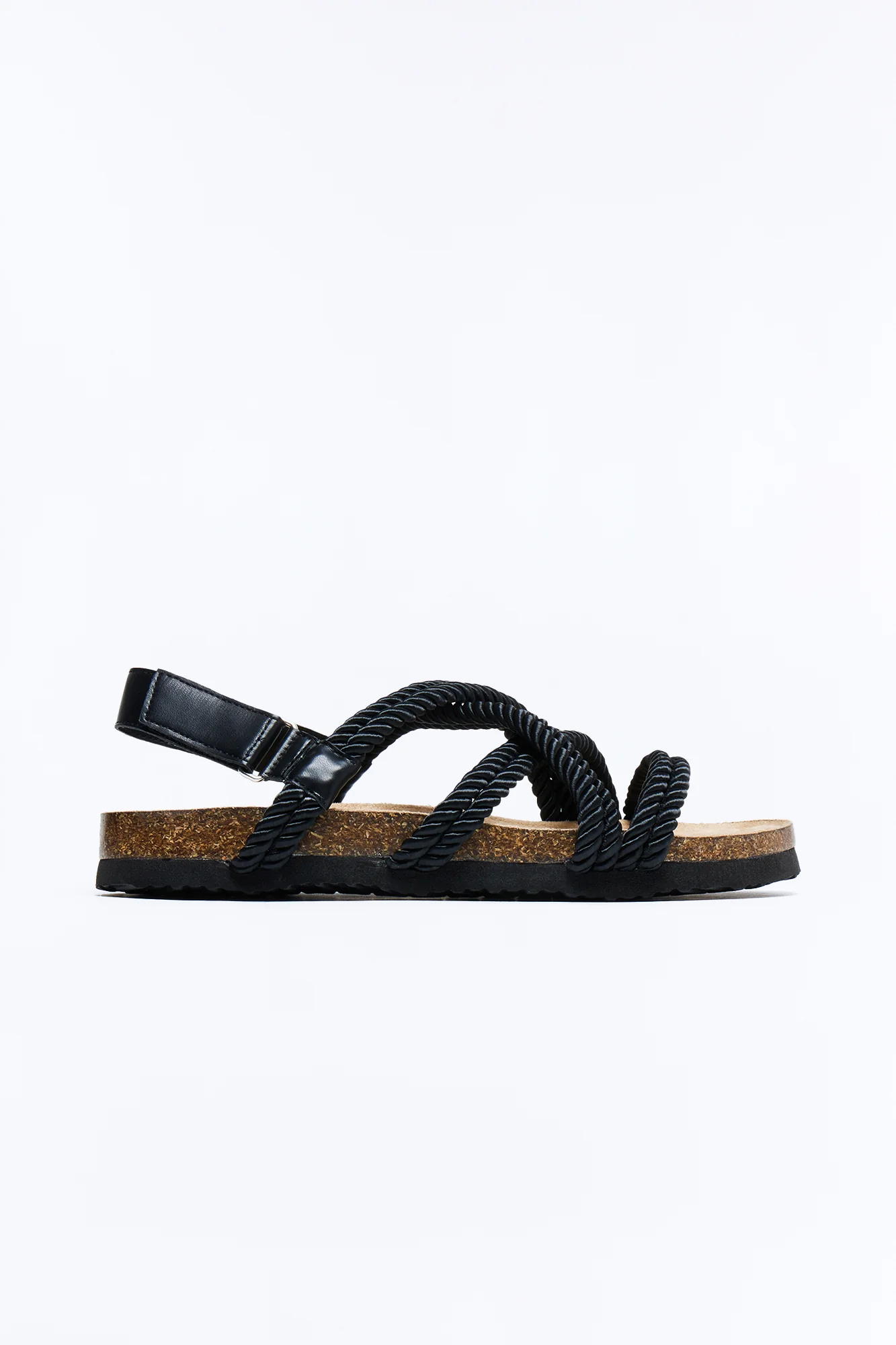 Rope Detail Slip On Slide - Black