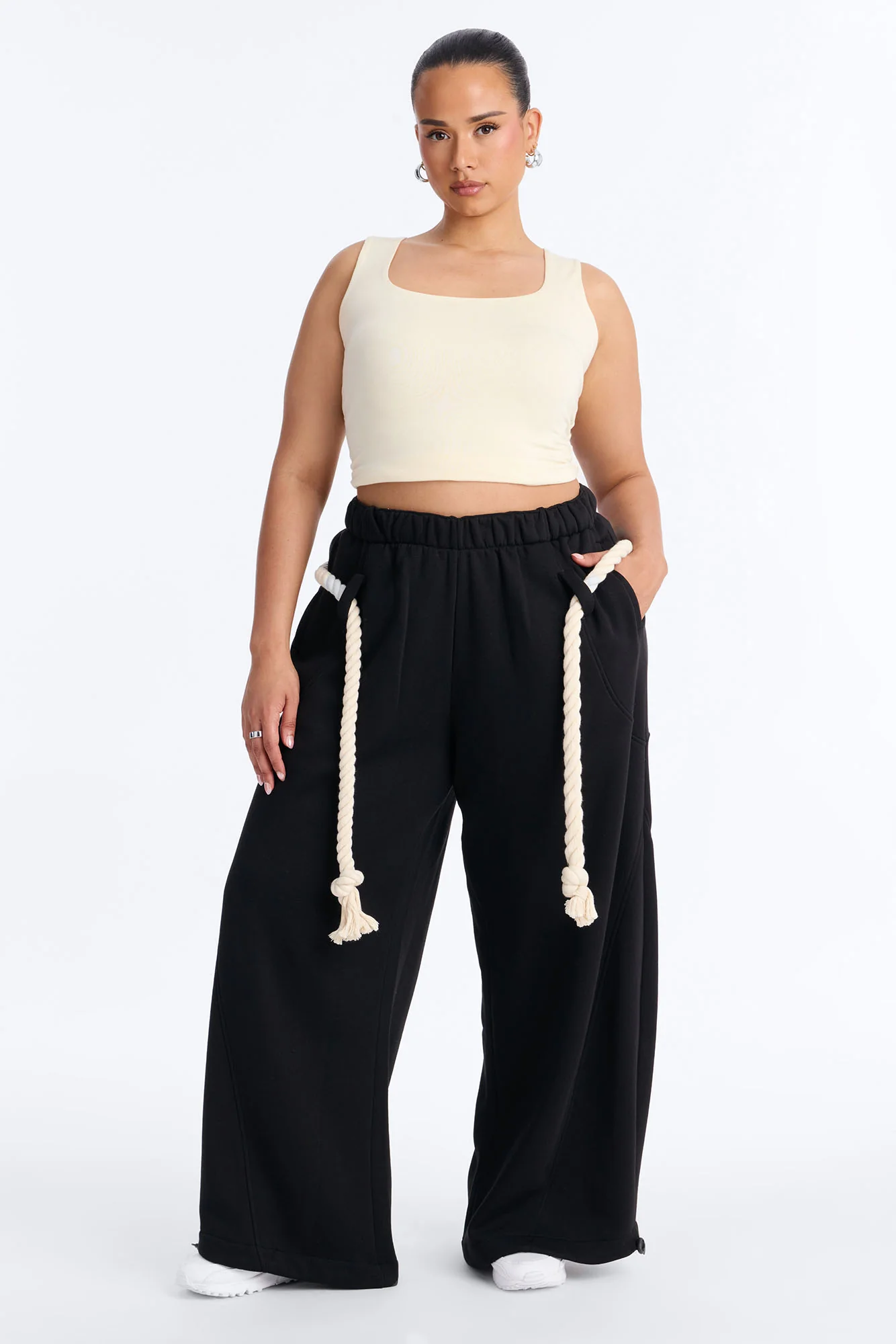 Rope Me In Baggy Barrel Sweatpants - Black - Image 5