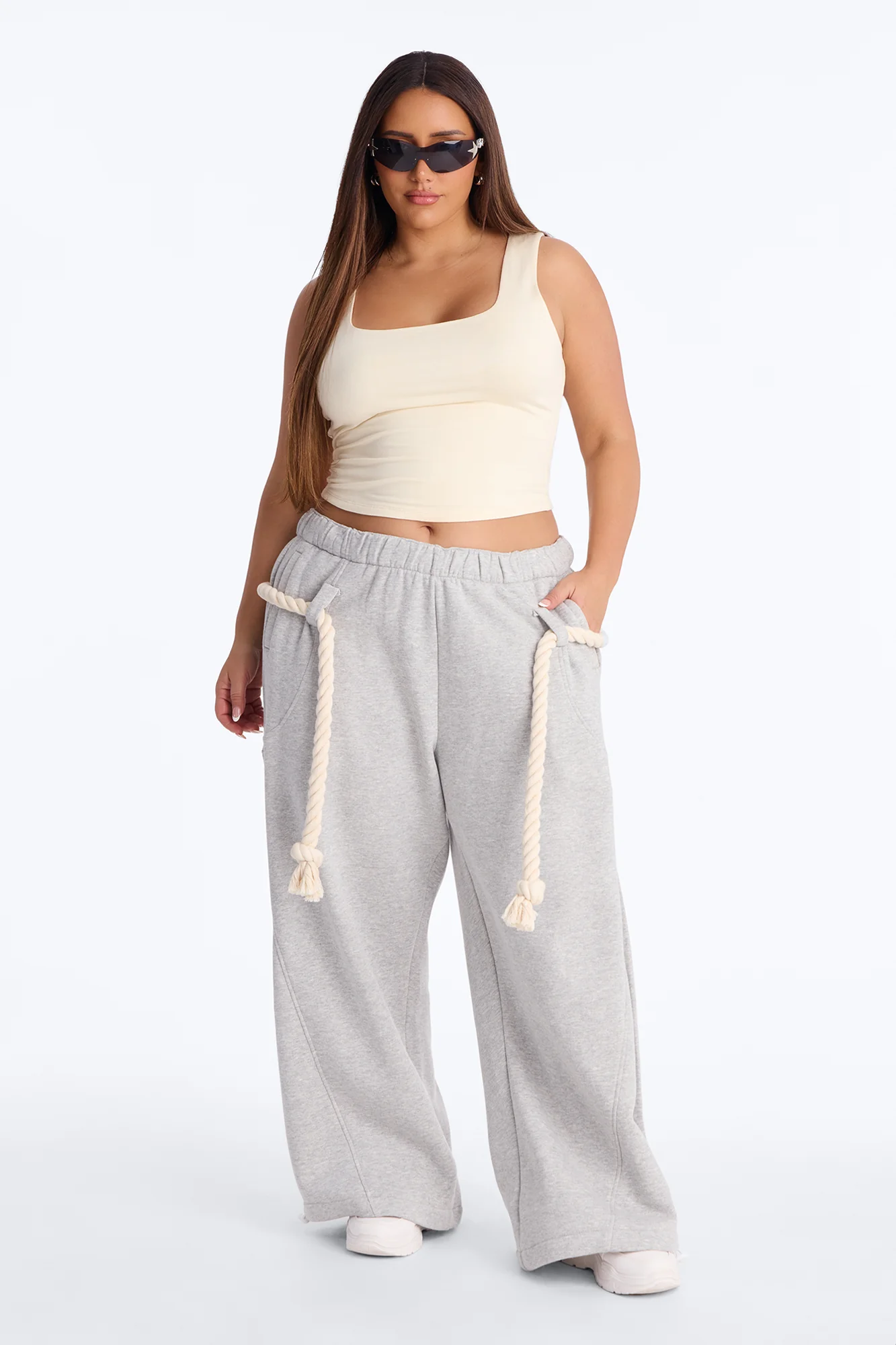 Rope Me In Baggy Barrel Sweatpants - Heather Grey - Image 5