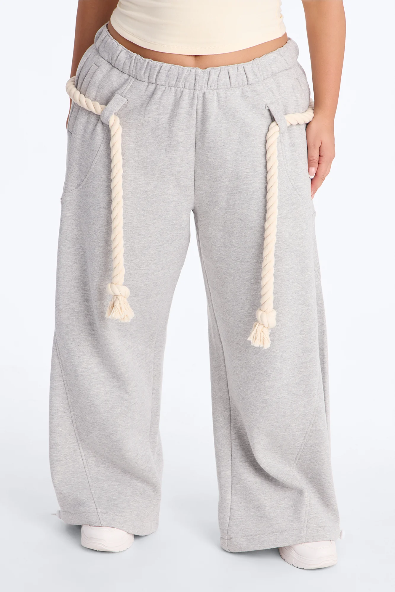 Rope Me In Baggy Barrel Sweatpants - Heather Grey - Image 6