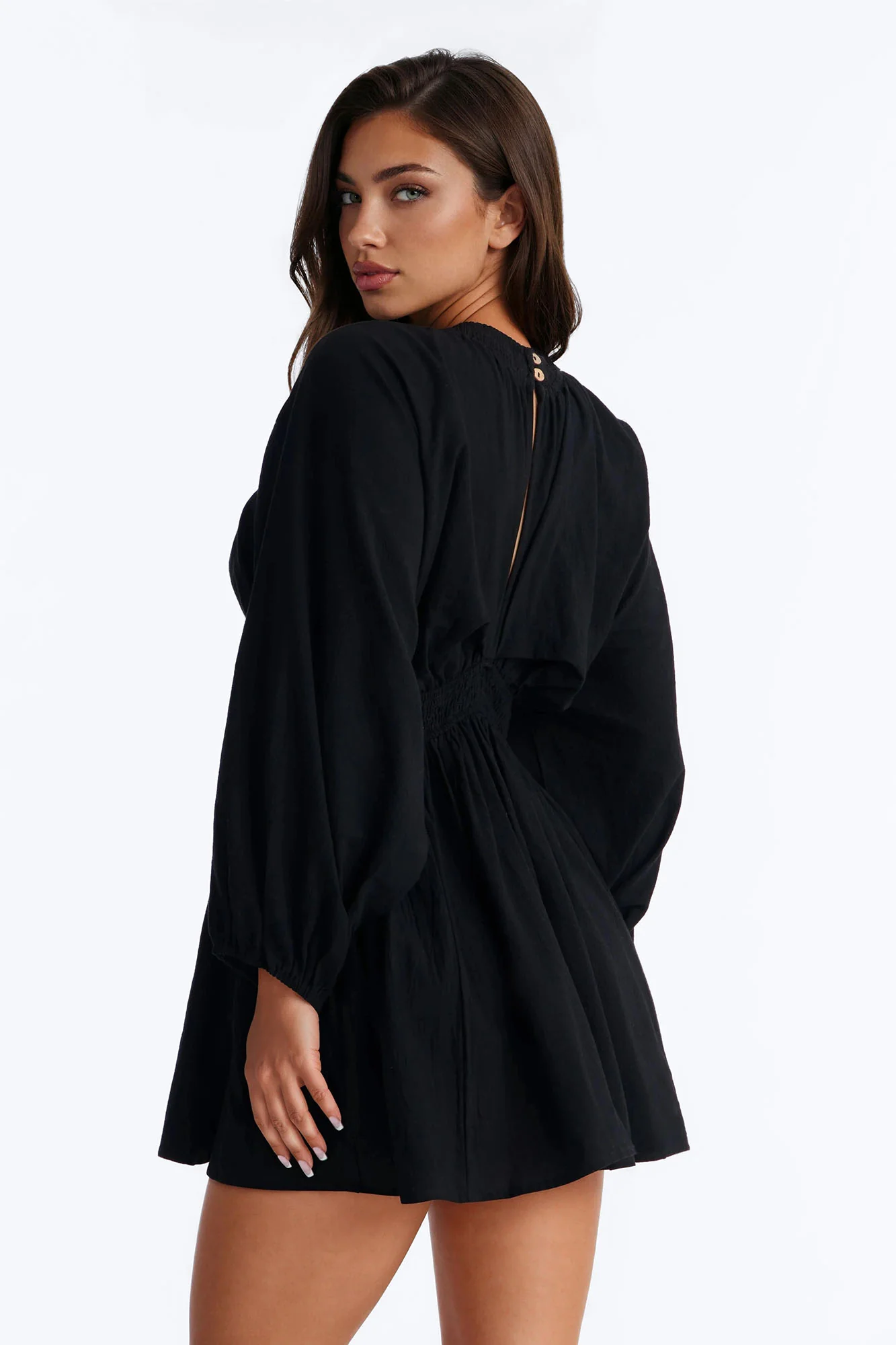 Rory Poplin Mini Dress - Black - Image 3