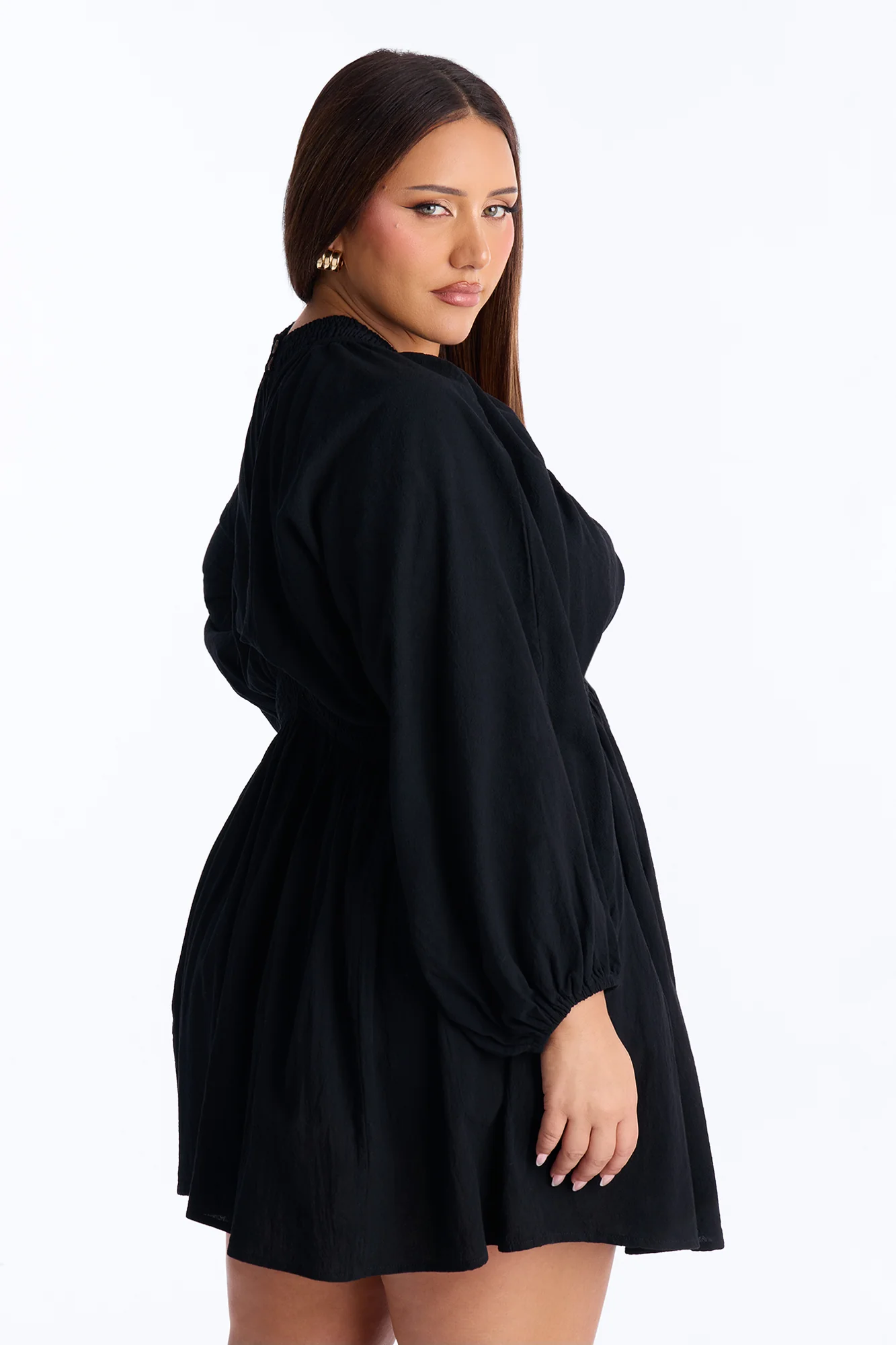 Rory Poplin Mini Dress - Black - Image 7