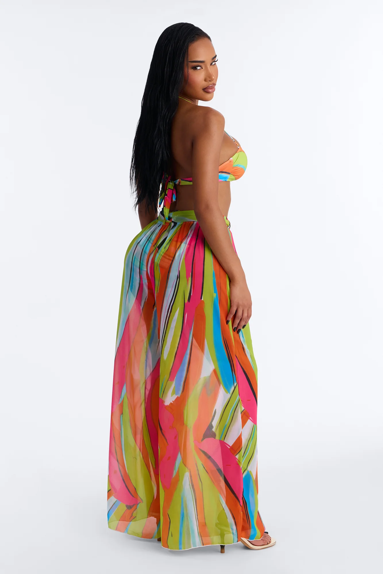 Rosalia Geometric Print Bandeau Bikini & Pant Set - Multi Color - Image 5