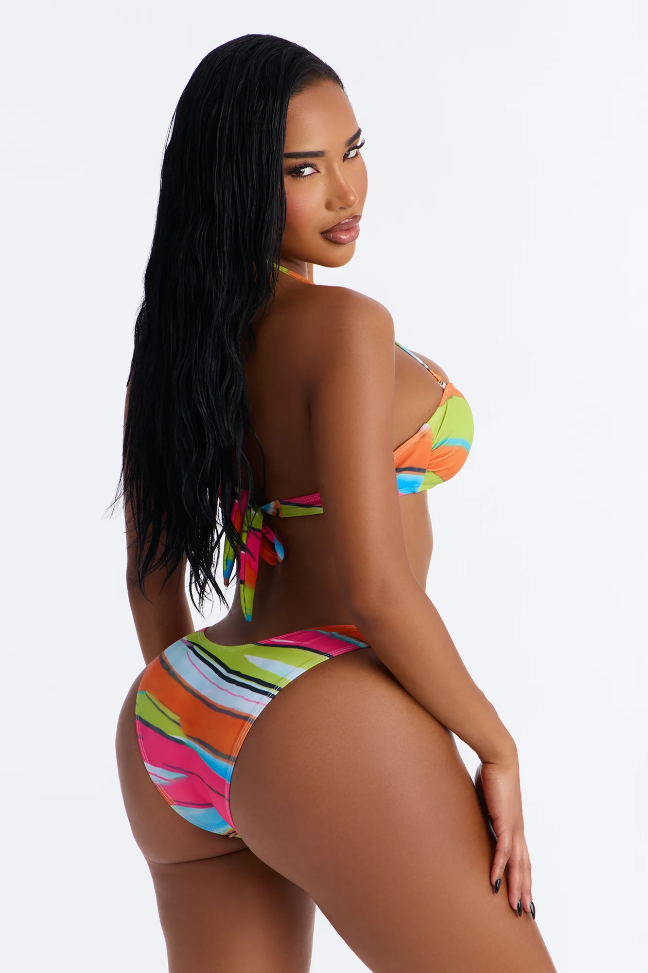 Rosalia Geometric Print Bandeau Bikini & Pant Set - Multi Color - Image 6