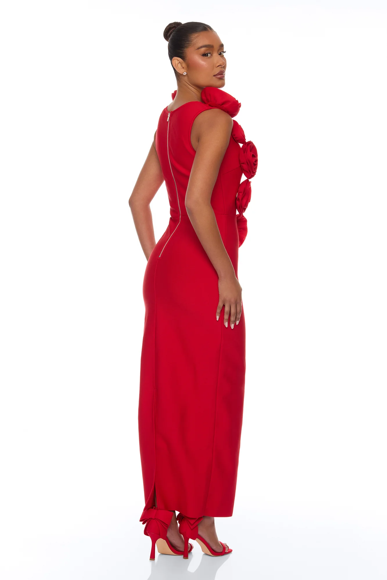 Rosalia Rosette Bandage Maxi Dress - Red - Image 4