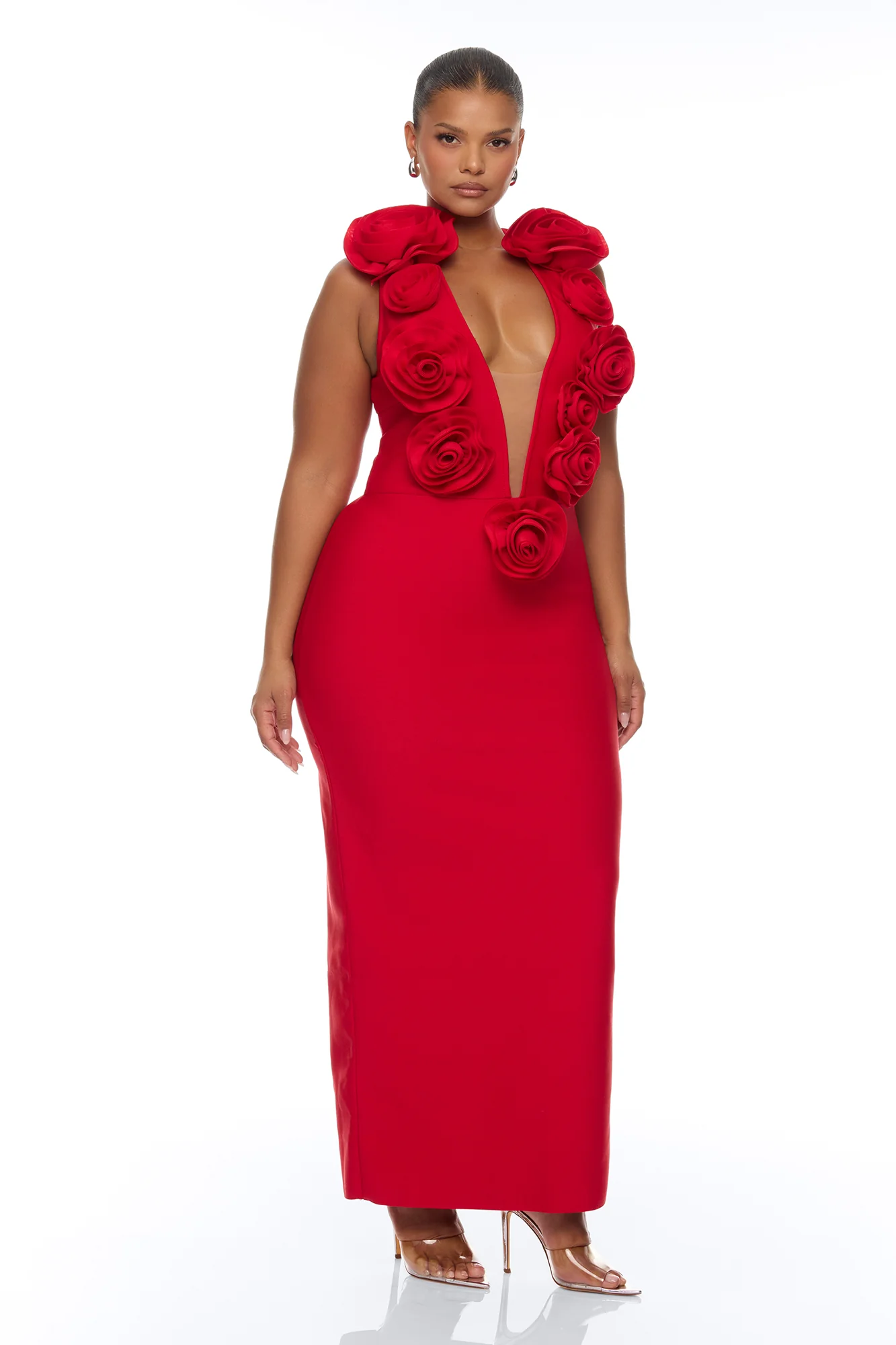 Rosalia Rosette Bandage Maxi Dress - Red - Image 5