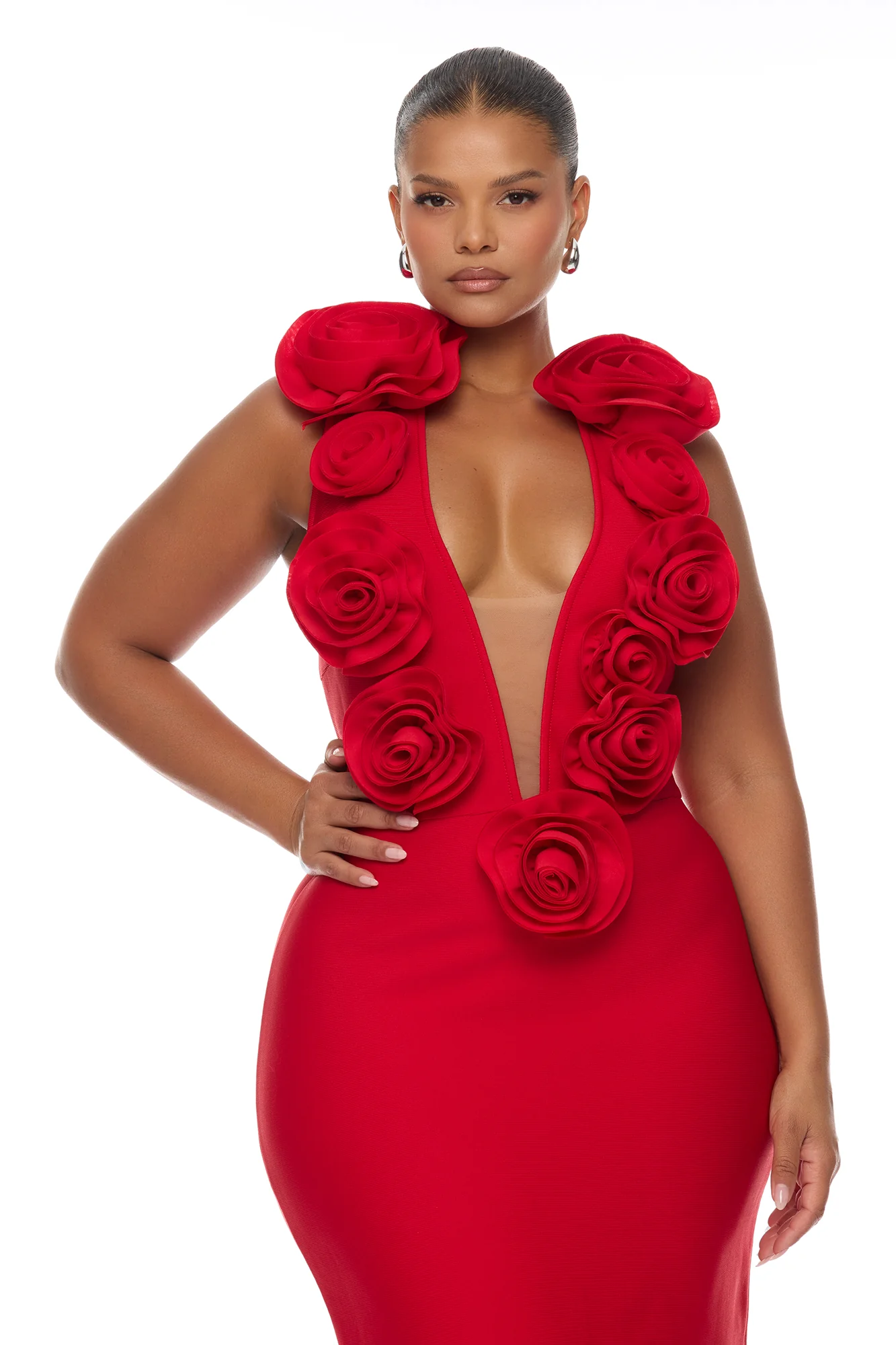 Rosalia Rosette Bandage Maxi Dress - Red - Image 6