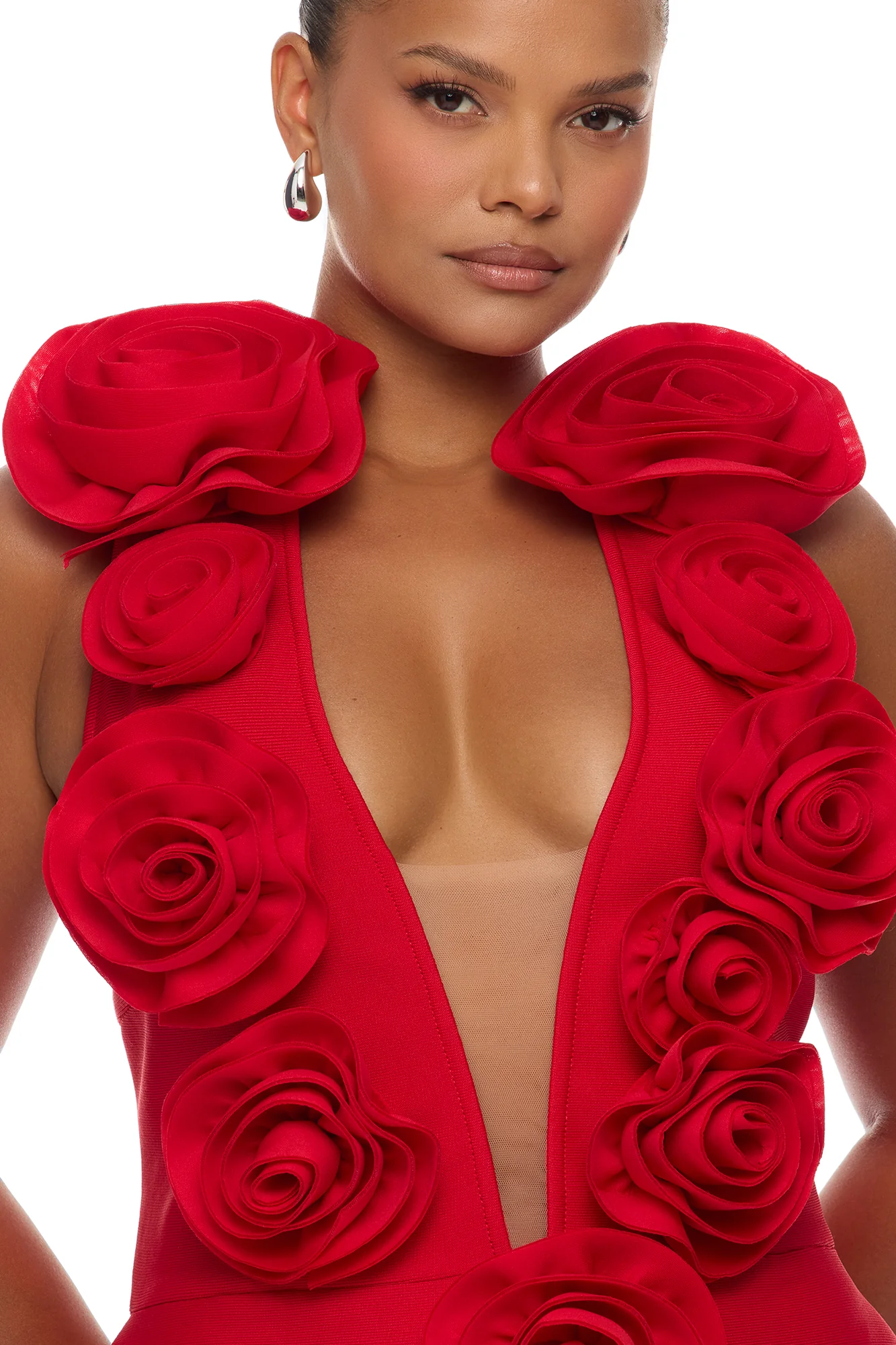 Rosalia Rosette Bandage Maxi Dress - Red - Image 7