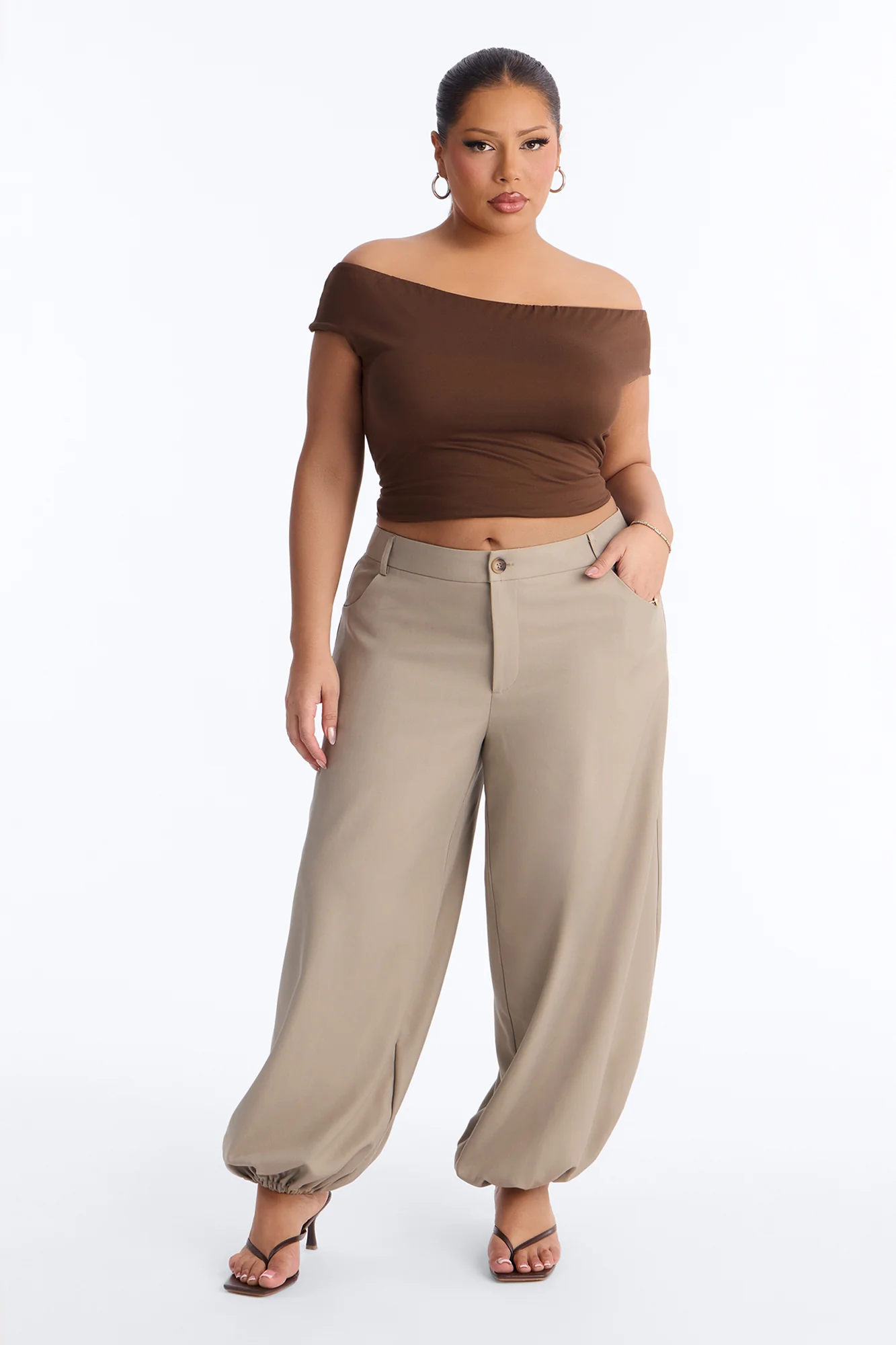 Rosalie Low Rise Trouser Jogger Pant 28″ - Khaki - Image 5