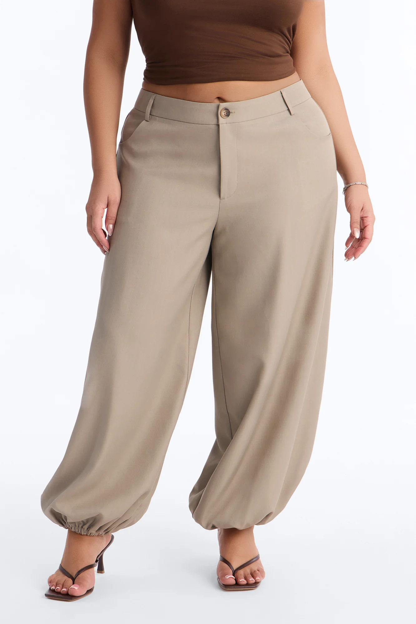 Rosalie Low Rise Trouser Jogger Pant 28″ - Khaki - Image 6