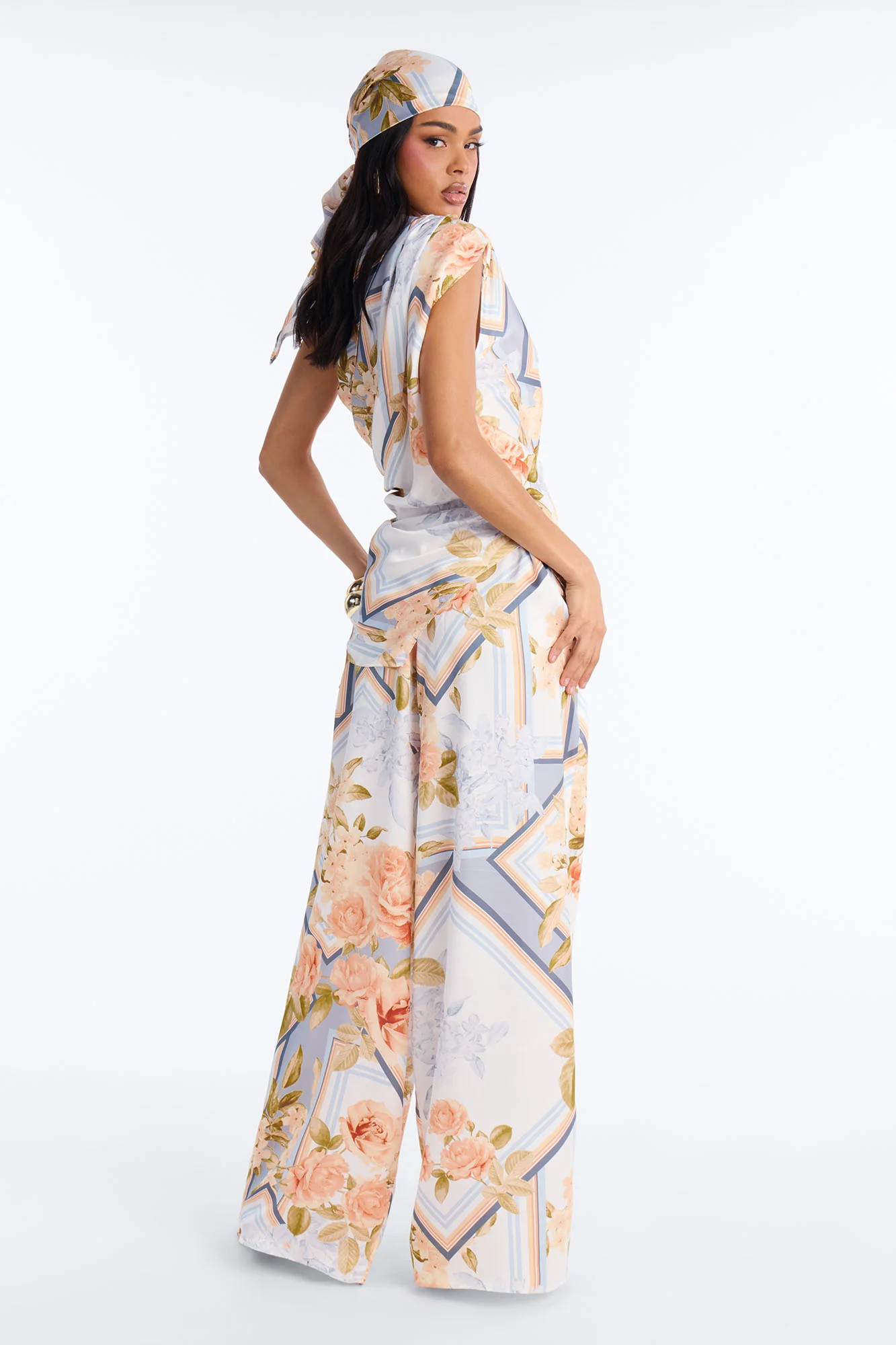 Rosalinda Satin 3 Piece Pant - Blue/combo - Image 3
