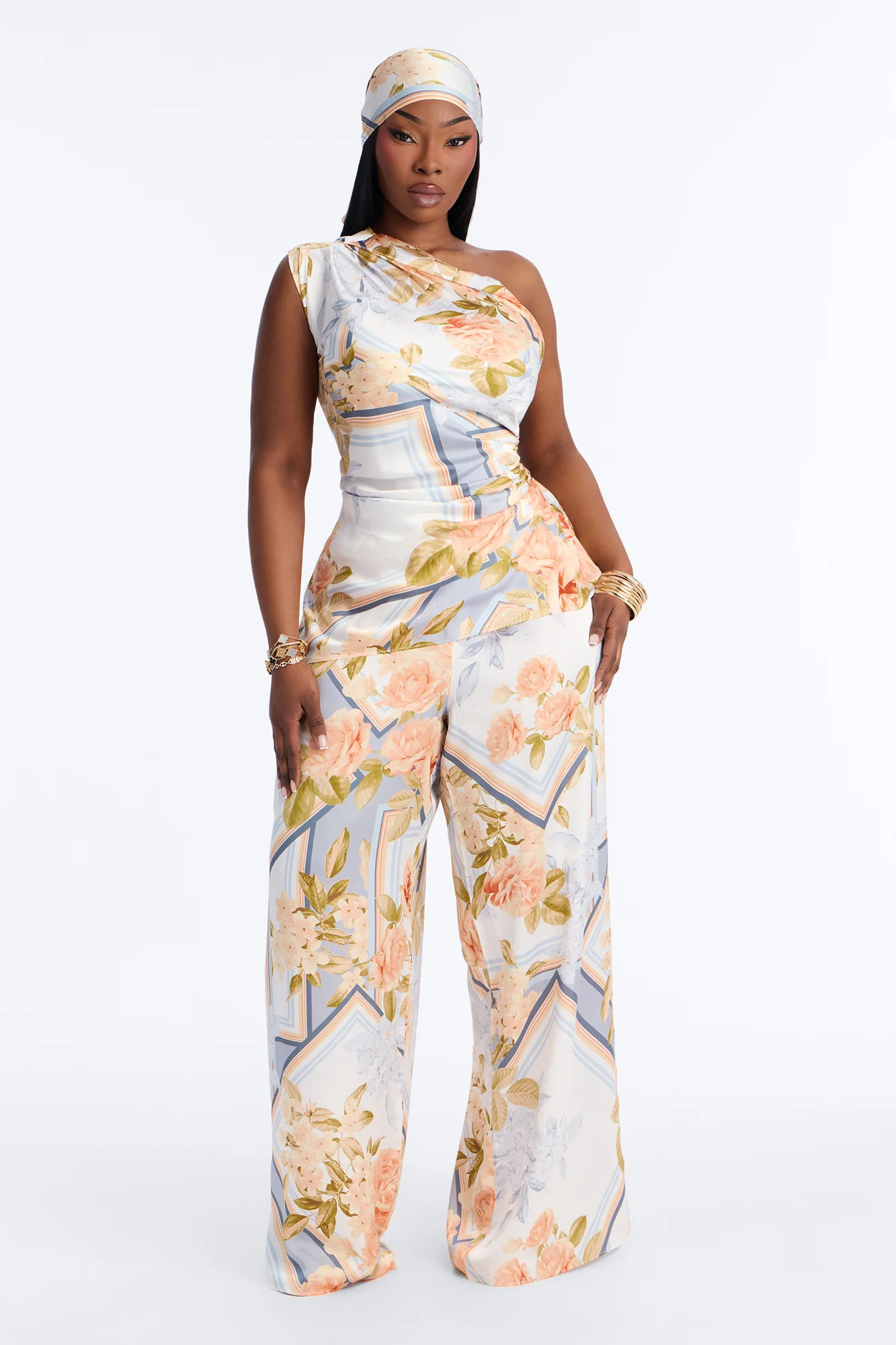 Rosalinda Satin 3 Piece Pant - Blue/combo - Image 5