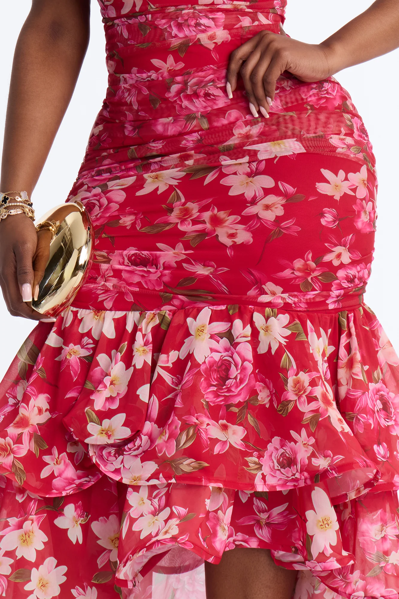 Rosetta High Low Floral Maxi Dress - Red/combo - Image 6