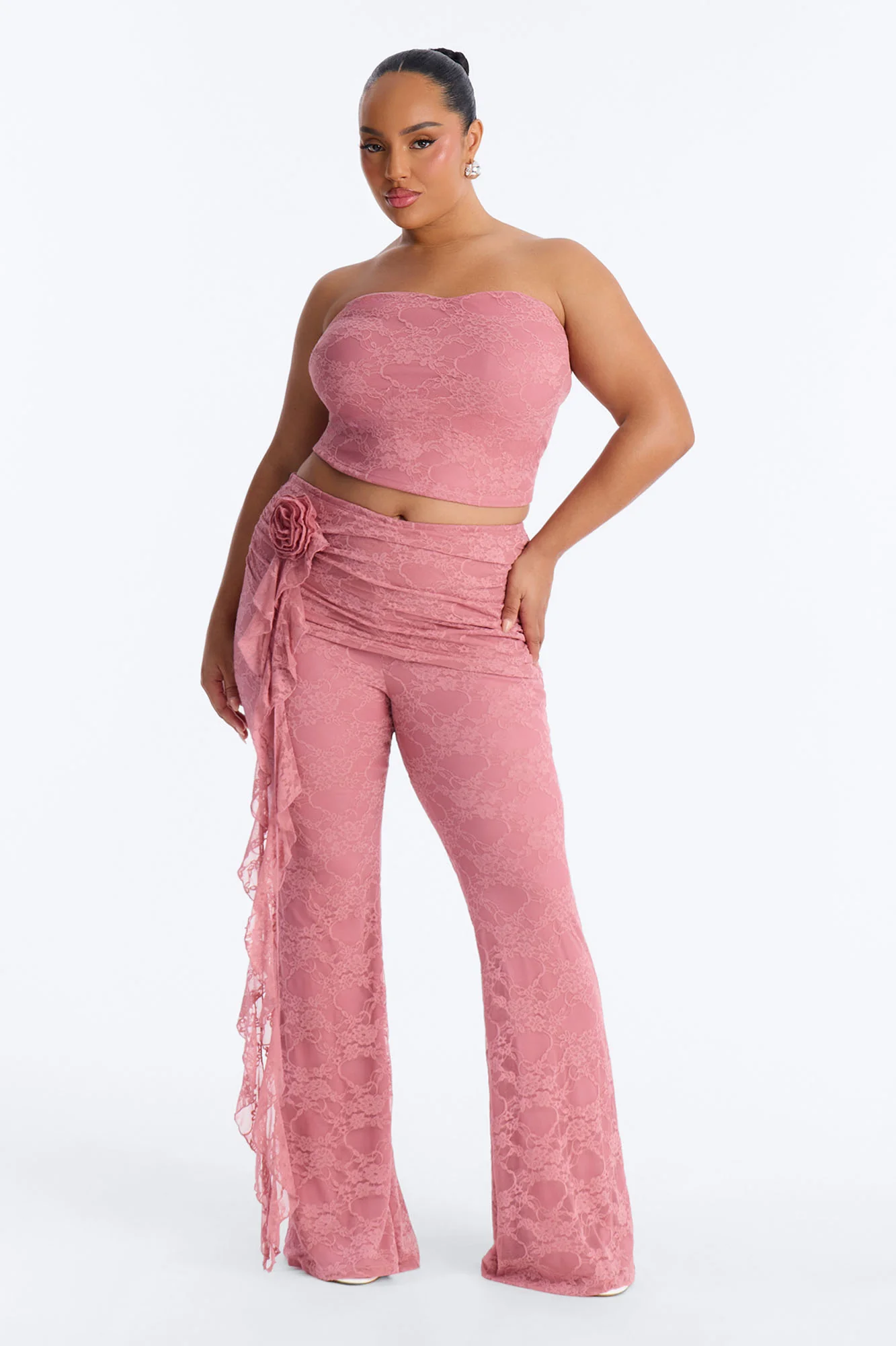 Rosetta Lace Pant Set - Mauve - Image 5