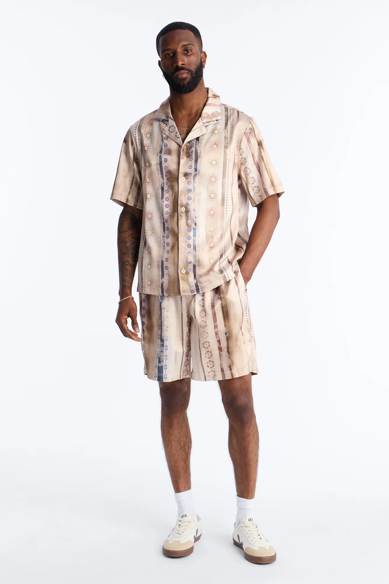 Rosewood Cuban Collar Button Up Shirt - Brown - Image 2