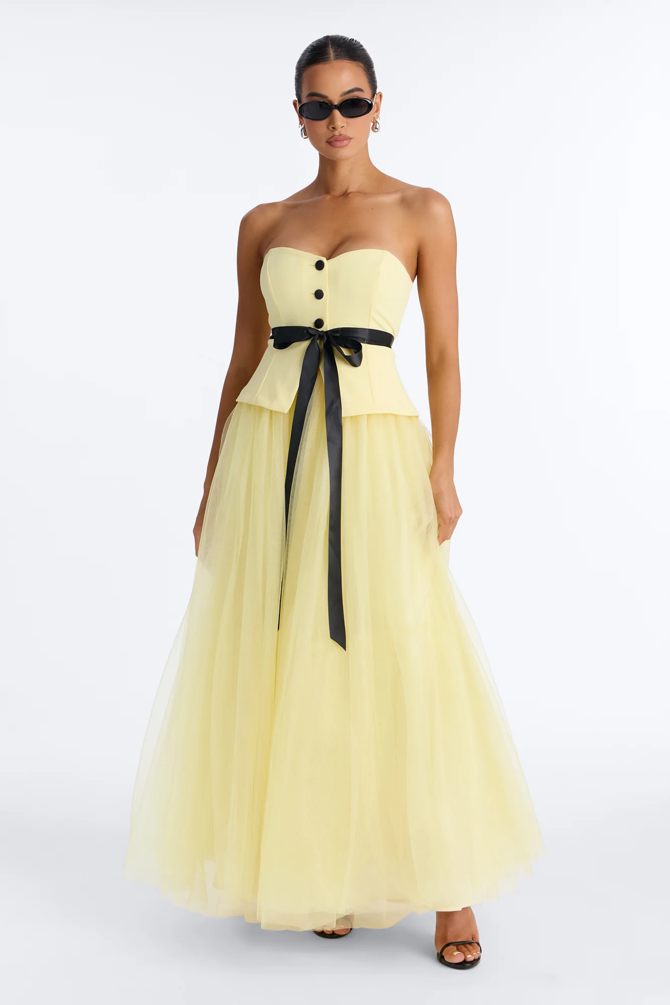 Rosy Girl Tulle Maxi Dress - Yellow