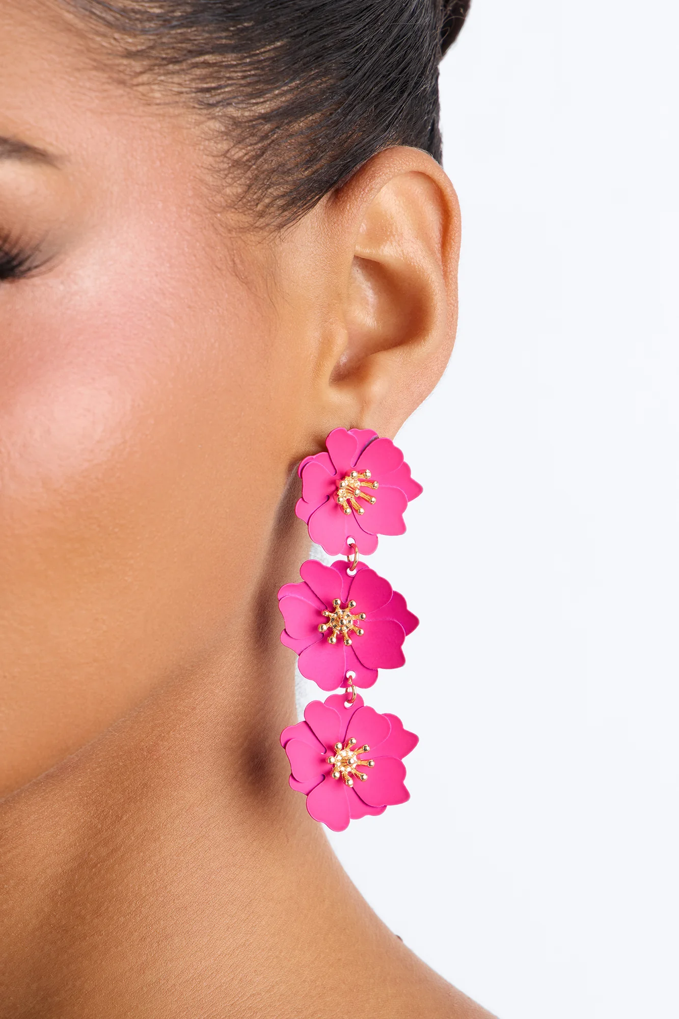 Rosy Radiance Drop Earrings - Pink