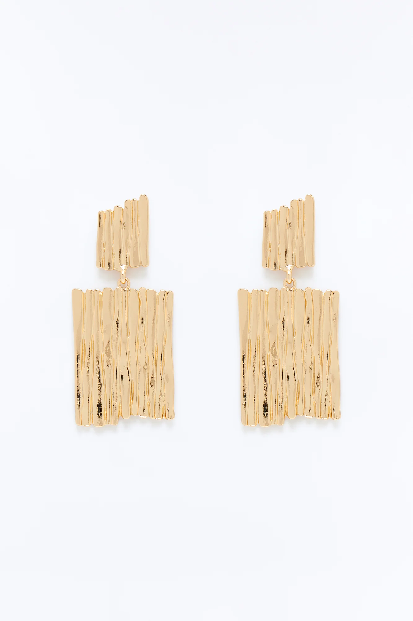 Rough Around Textured Drop Earrings - Gold - Image 3