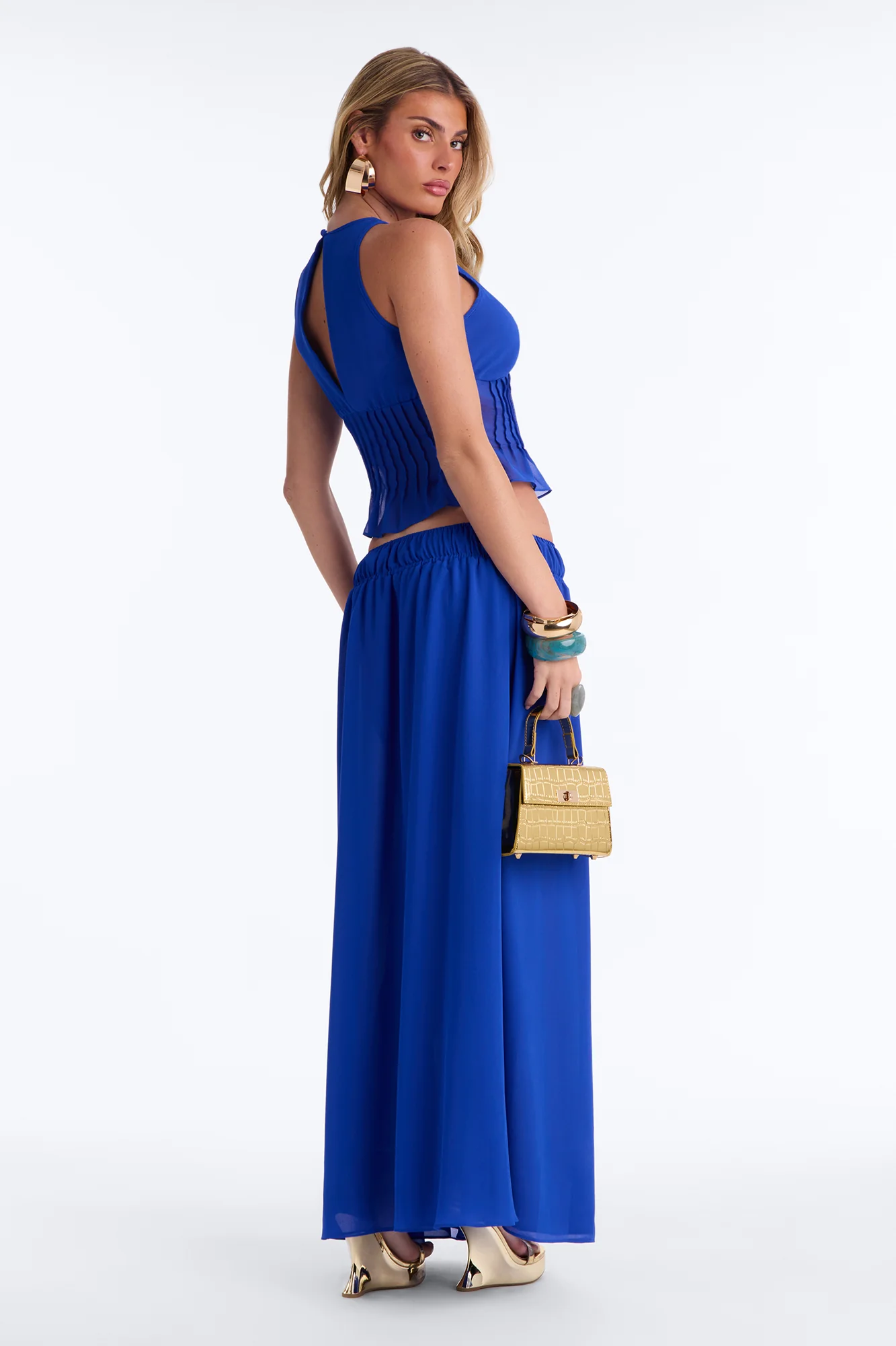 Rowan Chiffon Maxi Skirt Set - CobaltBlue - Image 4