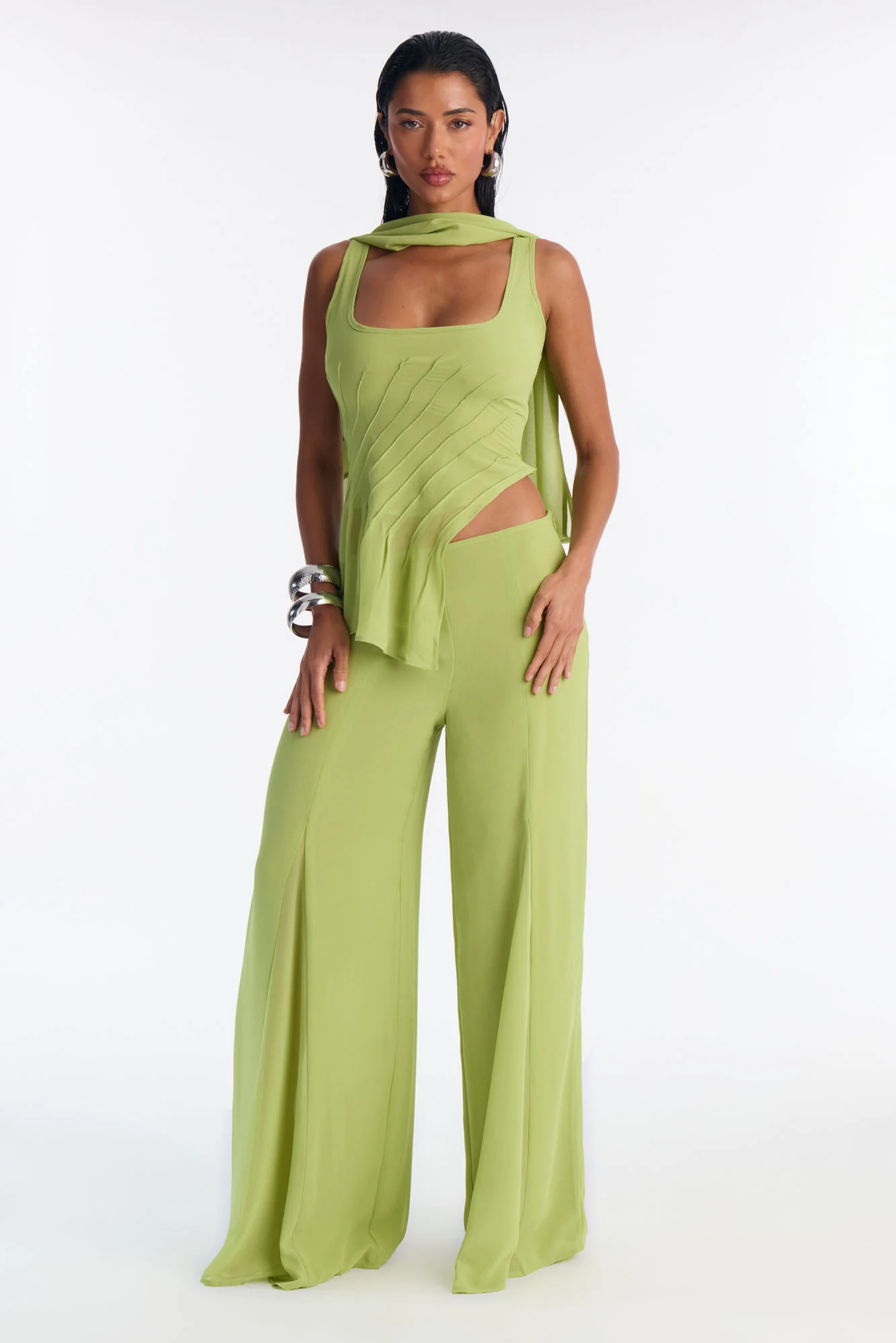 Rowan Chiffon Pant Set - Lime