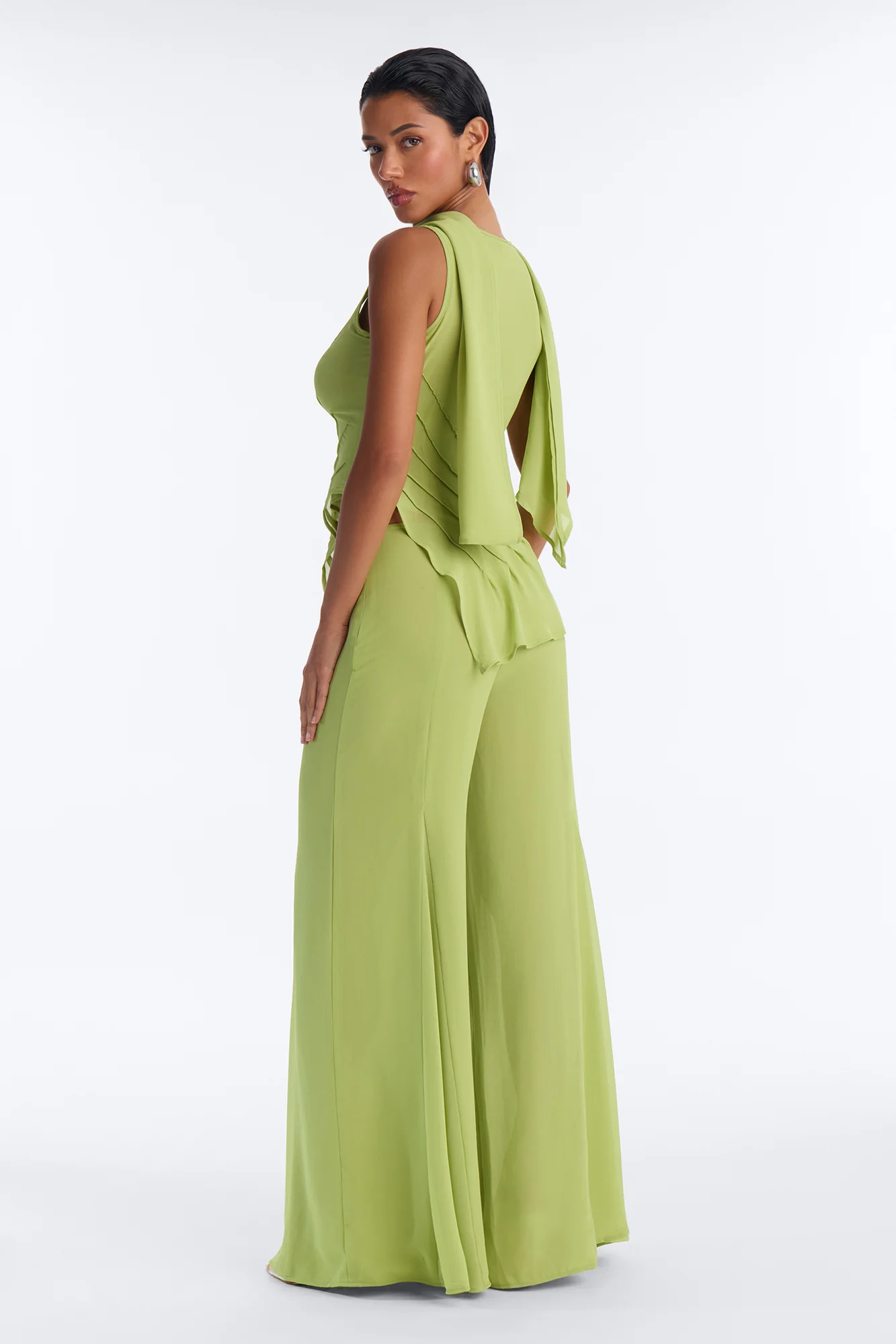 Rowan Chiffon Pant Set - Lime - Image 3