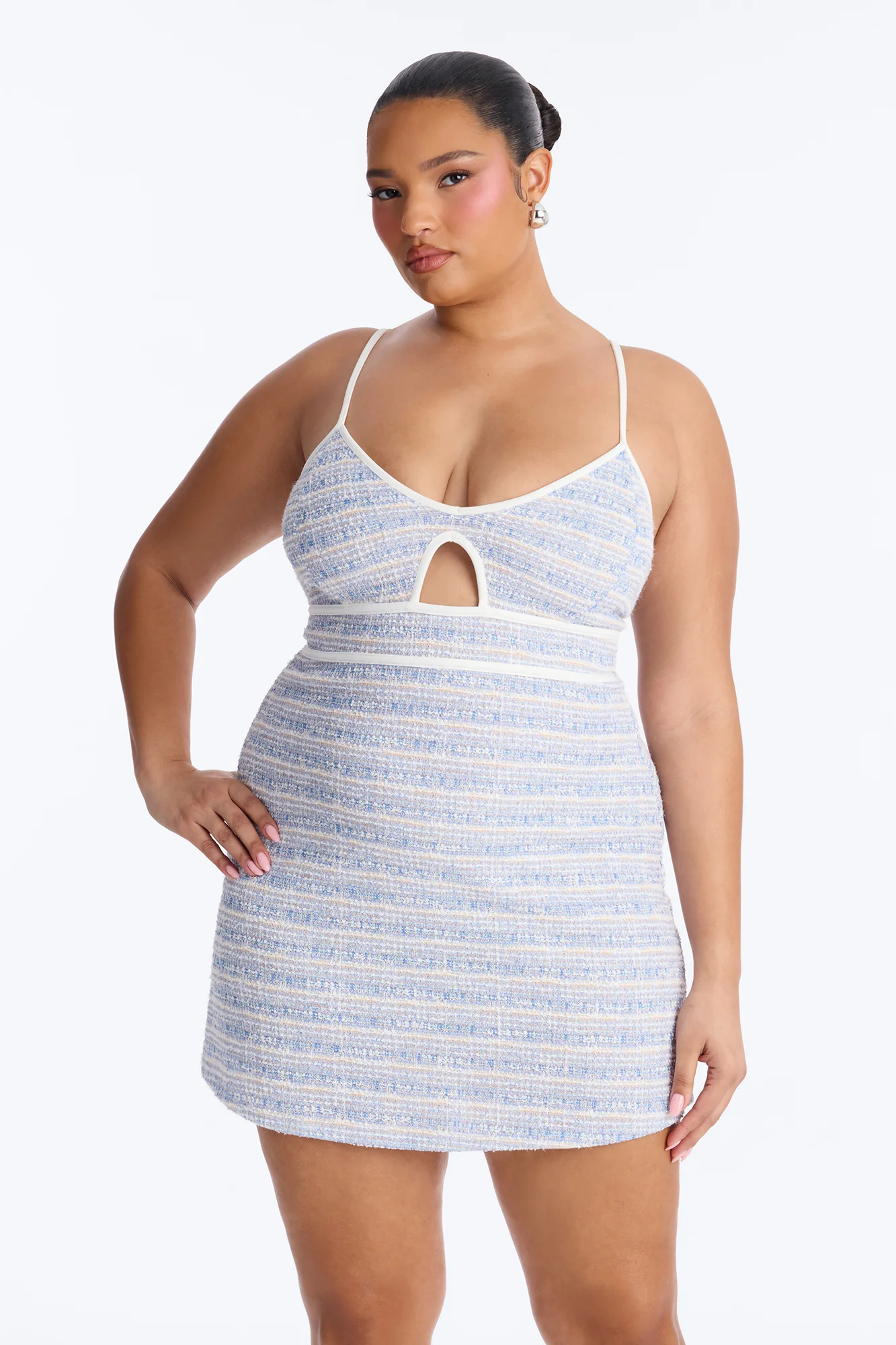 Rowan Tweed Mini Dress - Light Blue - Image 5
