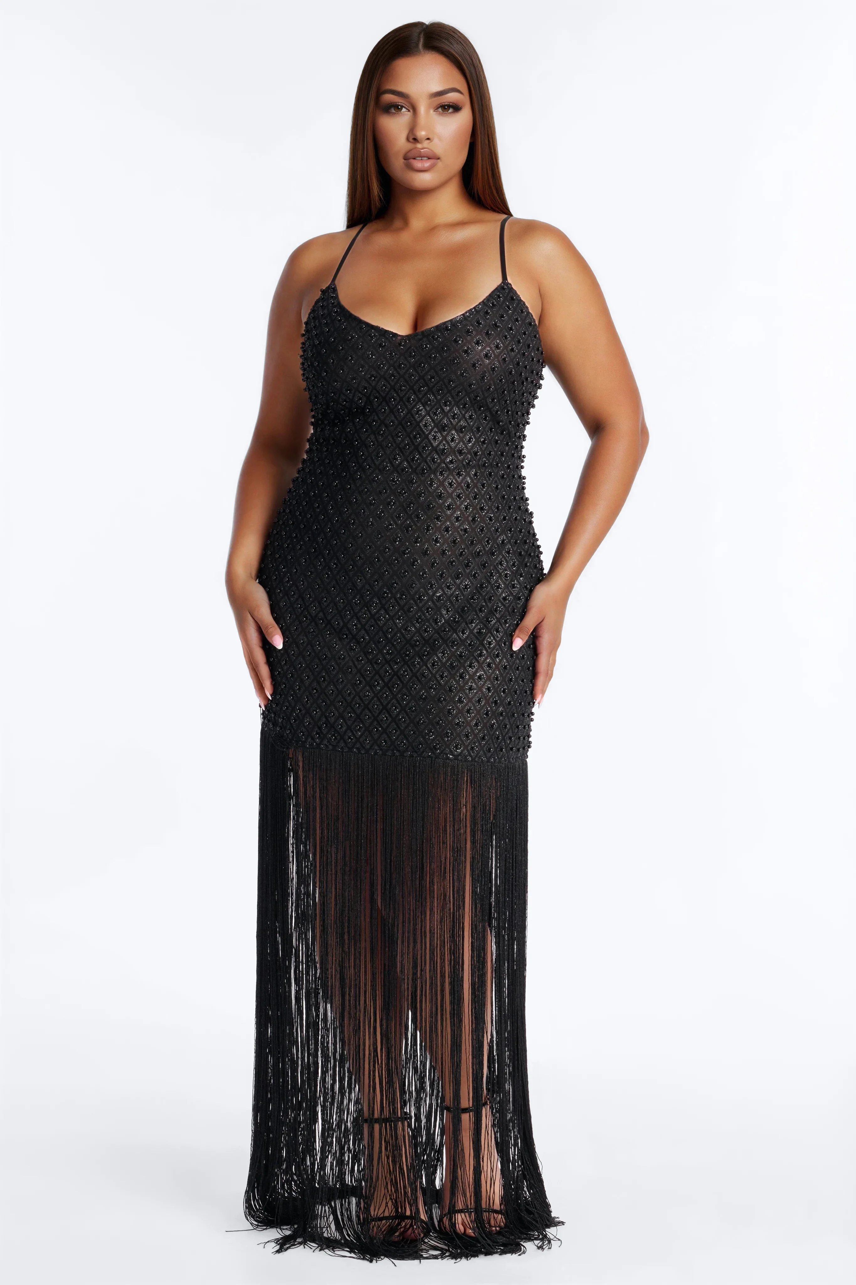 Roxi Fringe Maxi Dress - Black - Image 5