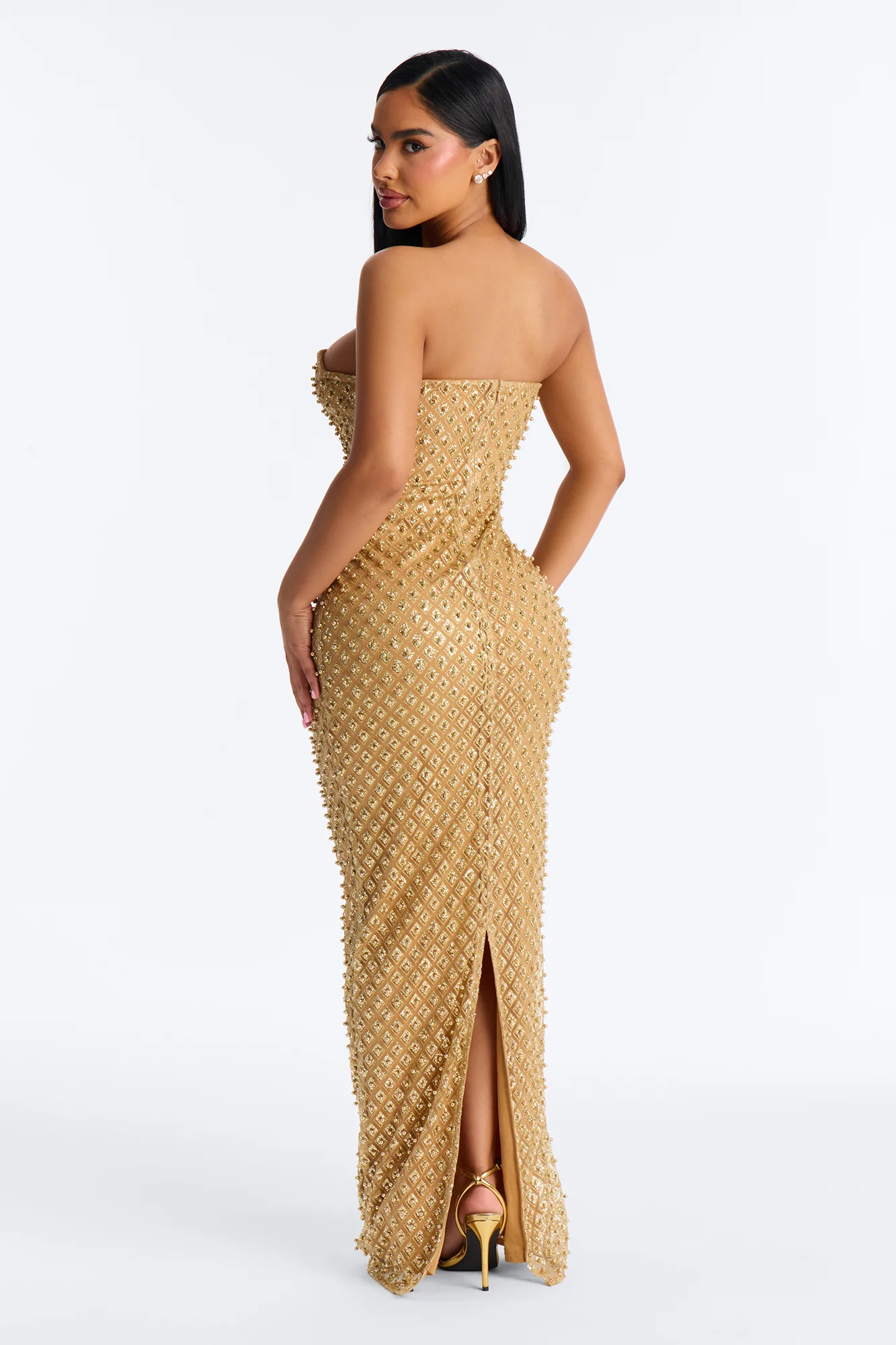 Roxi Sweetheart Embellished Gown - Gold - Image 4
