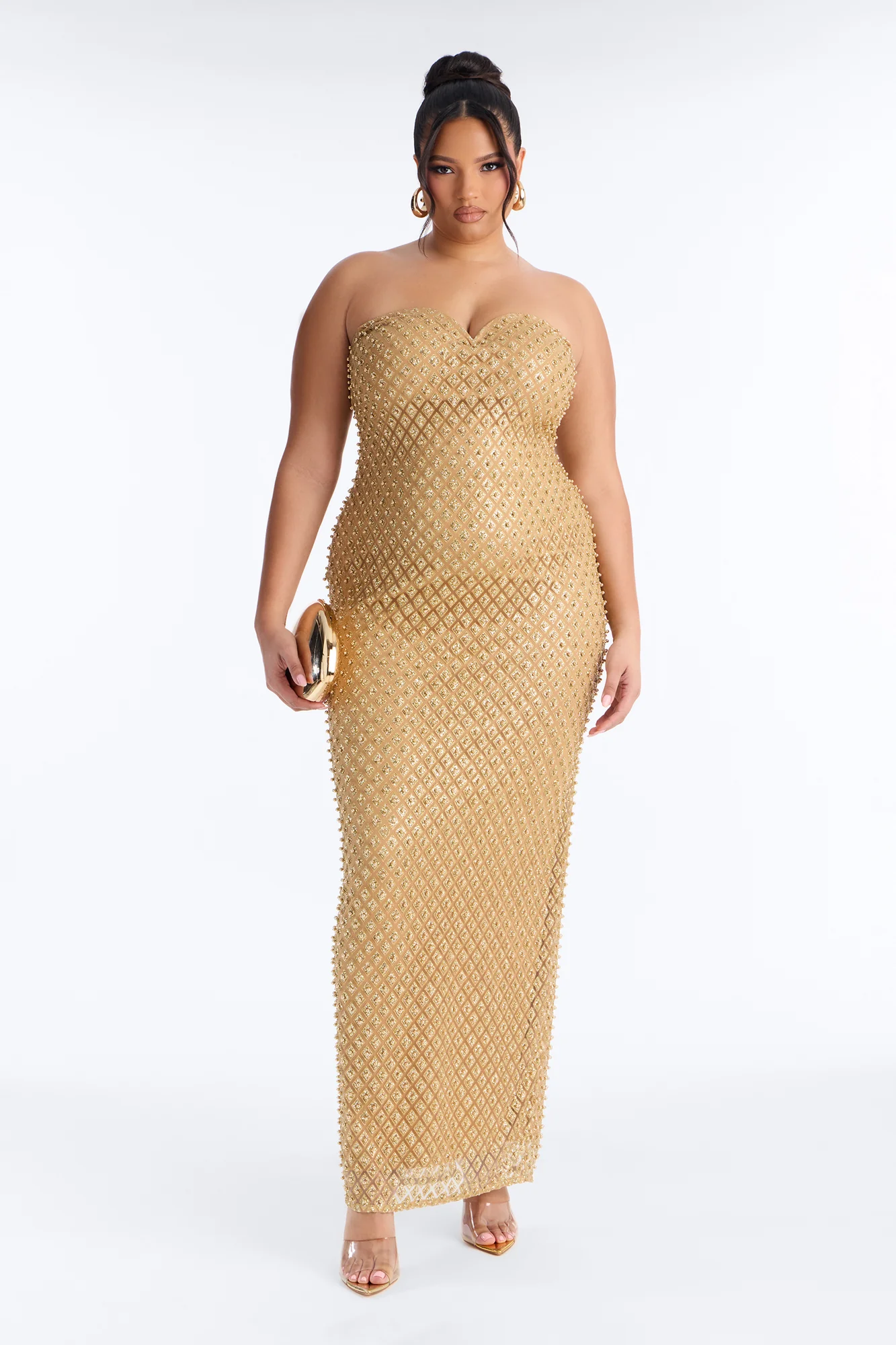 Roxi Sweetheart Embellished Gown - Gold - Image 5