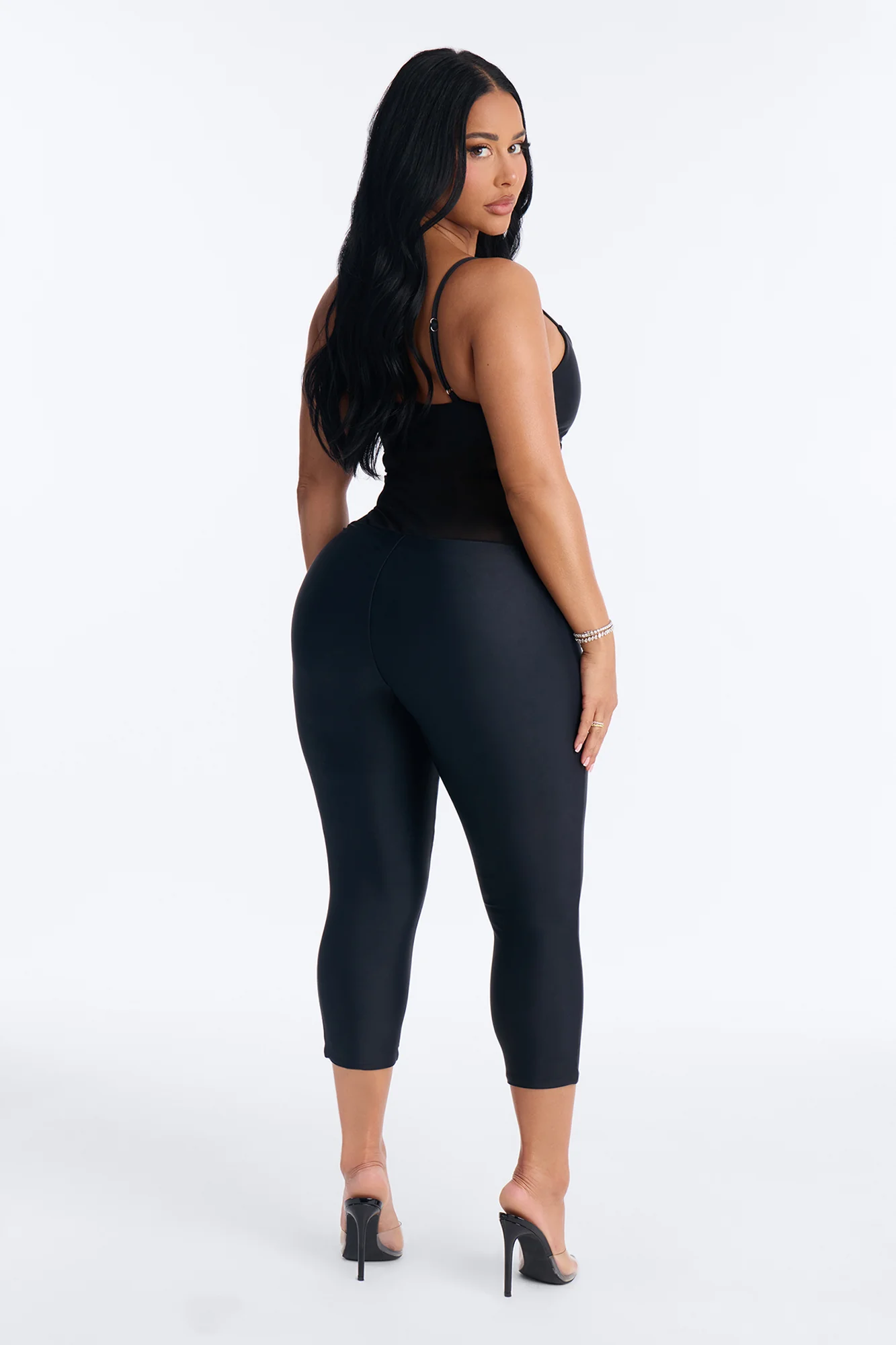 Roxy Form Double Lined Mesh Capri Jumpsuit - Black - Image 3