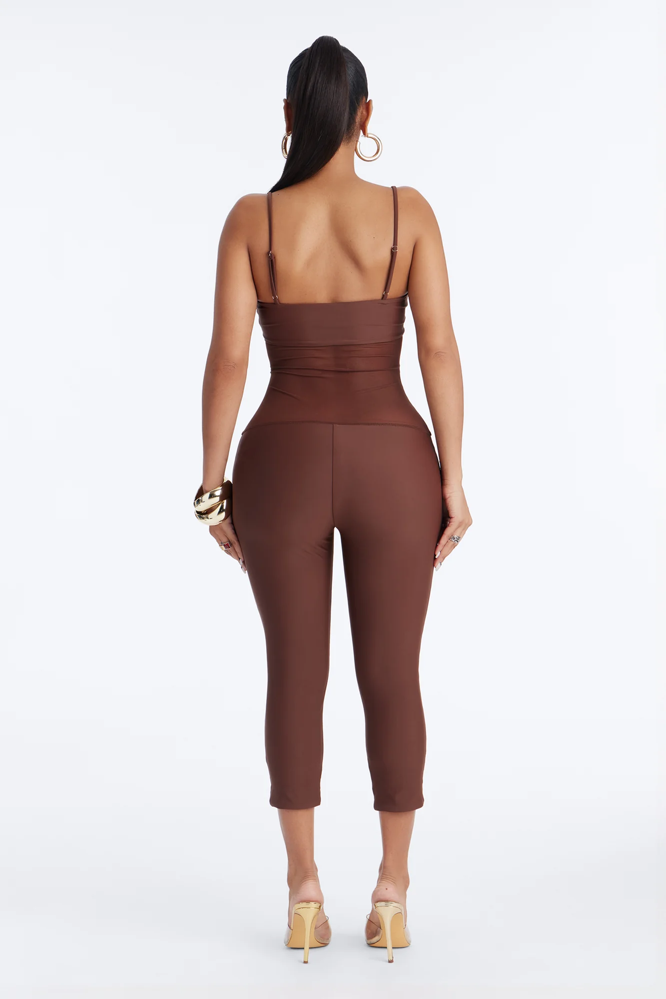 Roxy Form Double Lined Mesh Capri Jumpsuit - Chocolate - Image 4