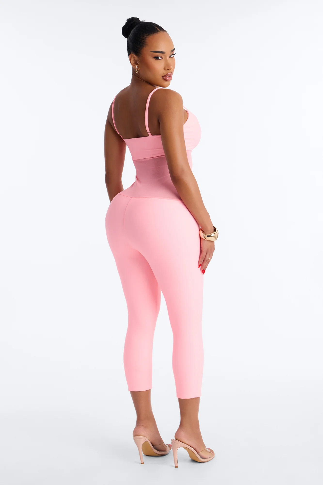 Roxy Form Double Lined Mesh Capri Jumpsuit - Pink - Image 4