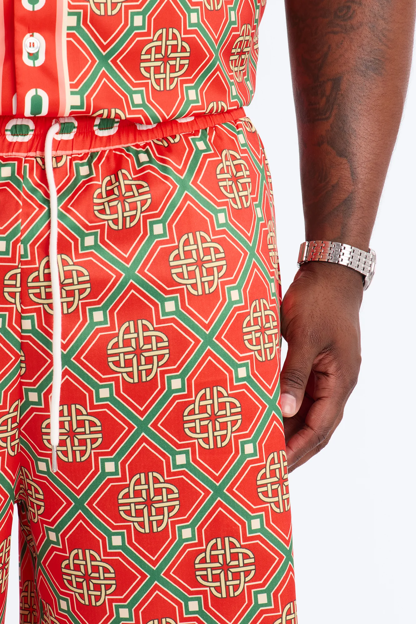 Royal Geometric Relaxed Short - Red/combo - Image 6