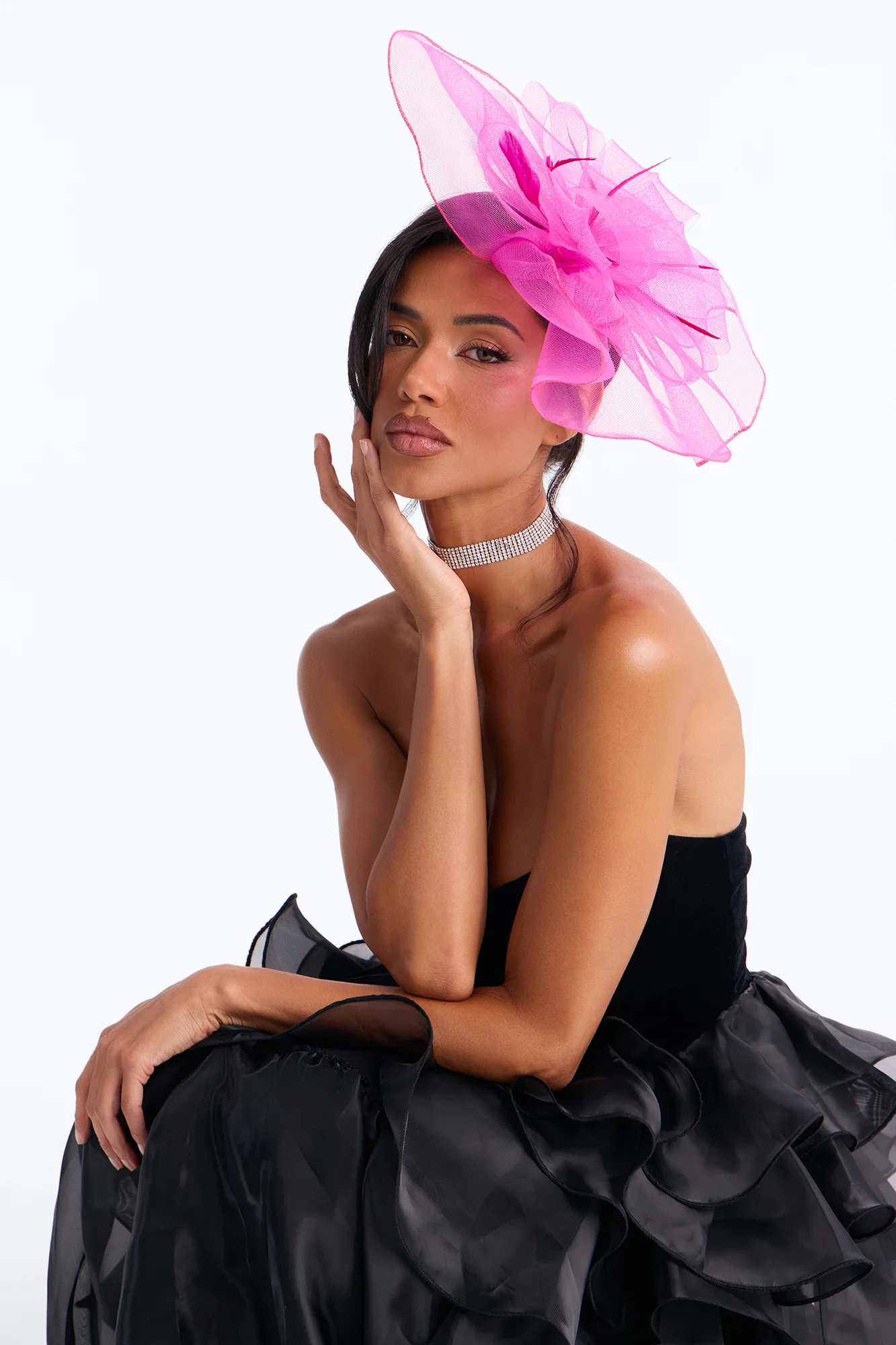 Royal Track Fascinator - Hot Pink