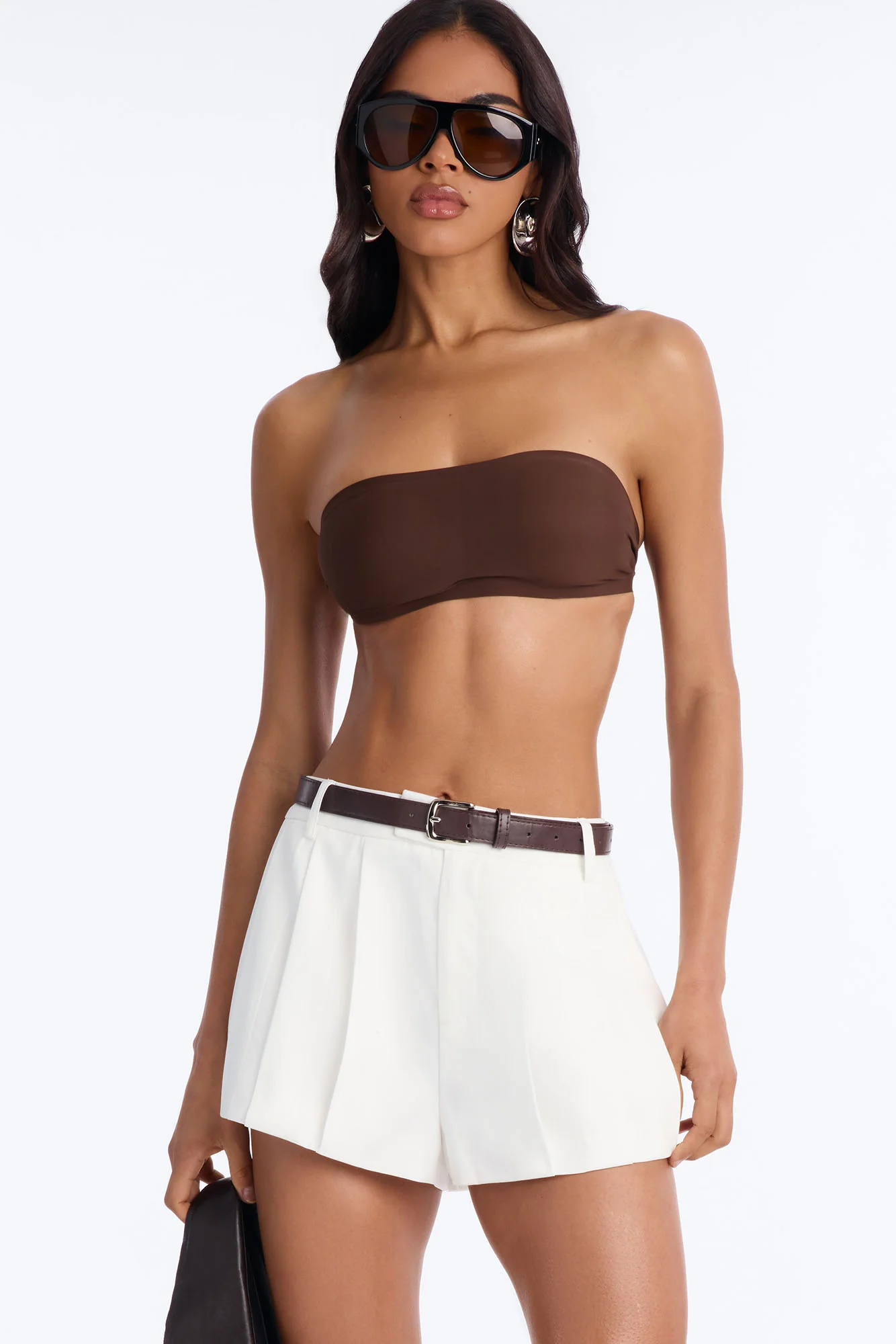 Rubi Belted Bubble Hem Micro Short - Ivory - Image 2