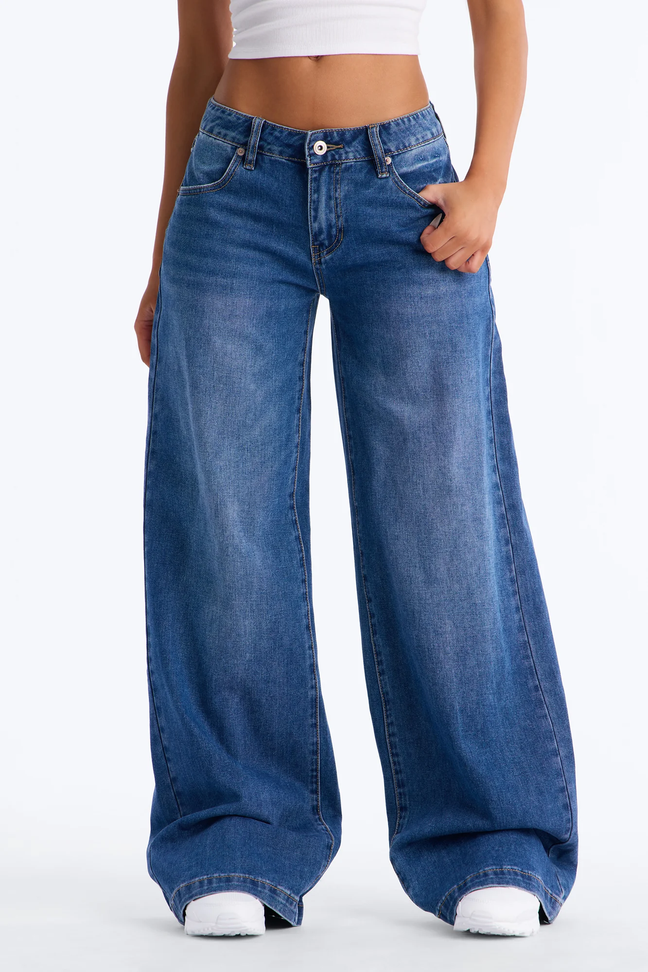 Rubie Non Stretch Wide Leg Jeans - Dark Wash - Image 2