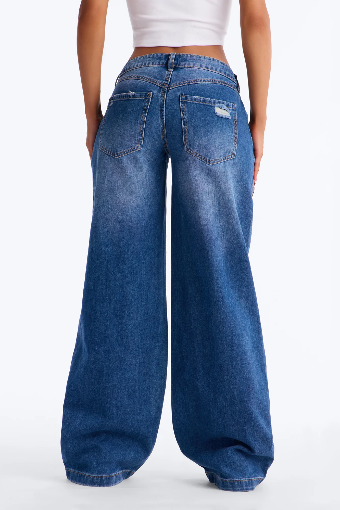 Rubie Non Stretch Wide Leg Jeans - Dark Wash - Image 4