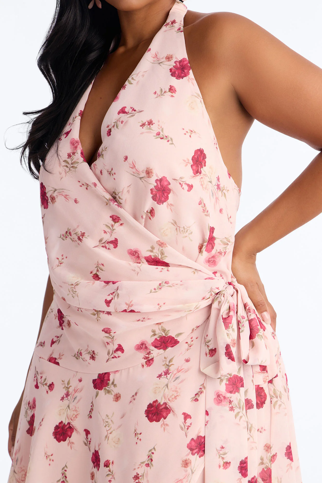 Ruby Floral Chiffon Wrap Mini Dress - Pink/combo - Image 6