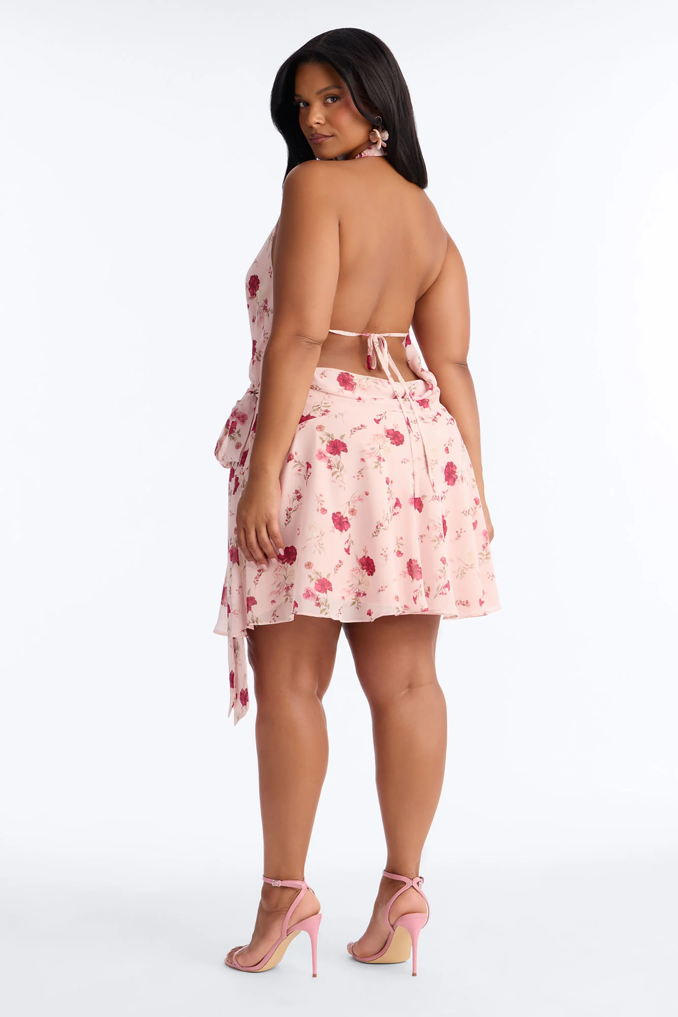 Ruby Floral Chiffon Wrap Mini Dress - Pink/combo - Image 7