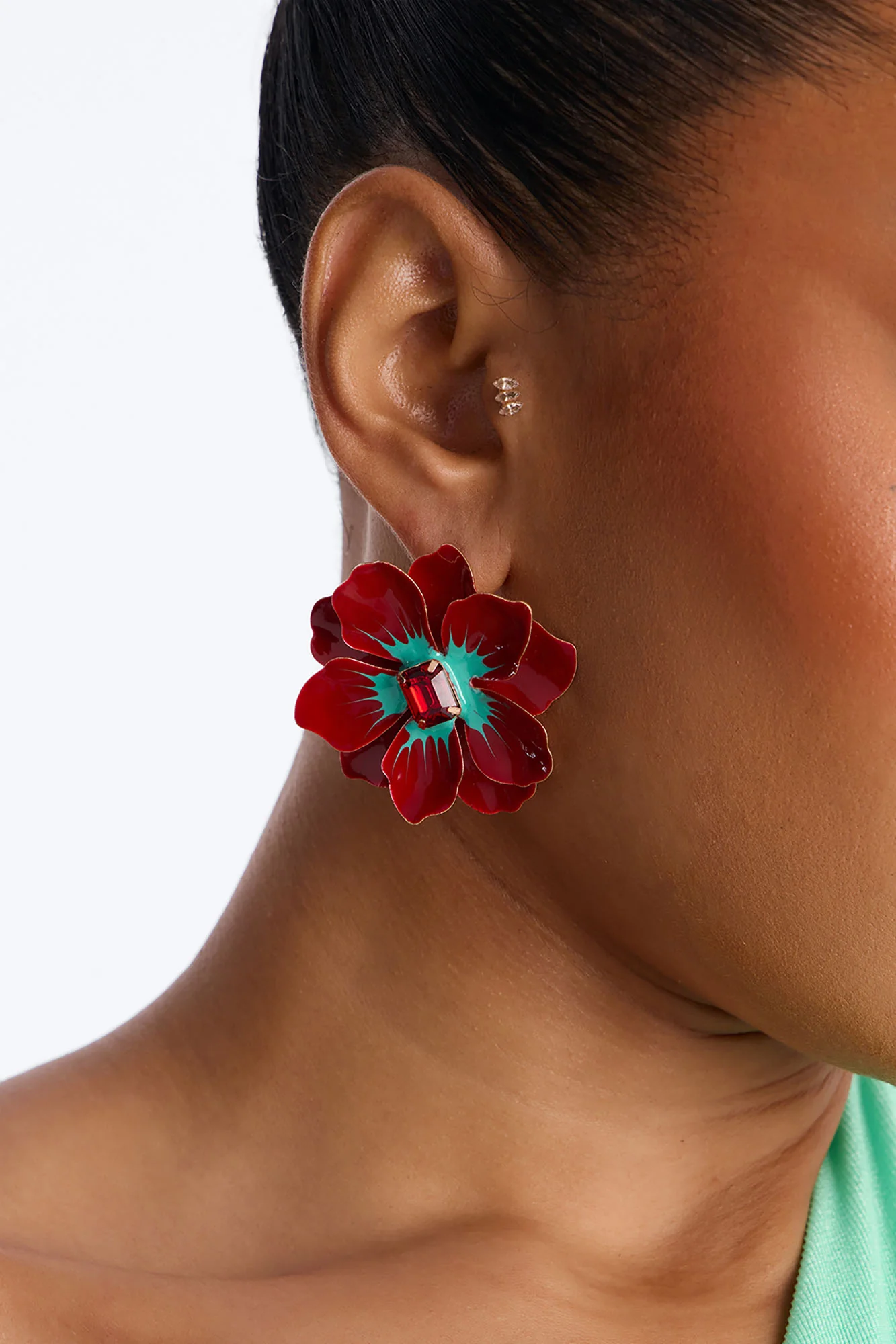 Ruby Rose Bloom Earrings - Red/combo