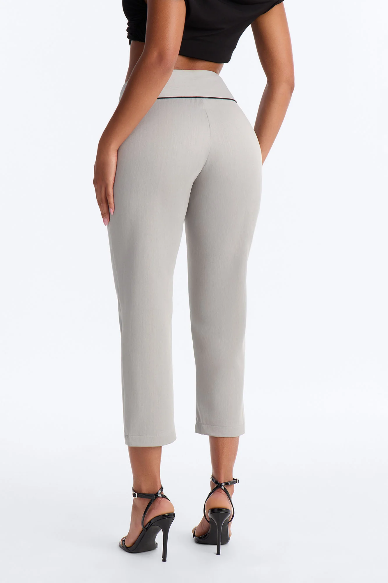 Rue Tailored Capri Trouser - Grey - Image 4
