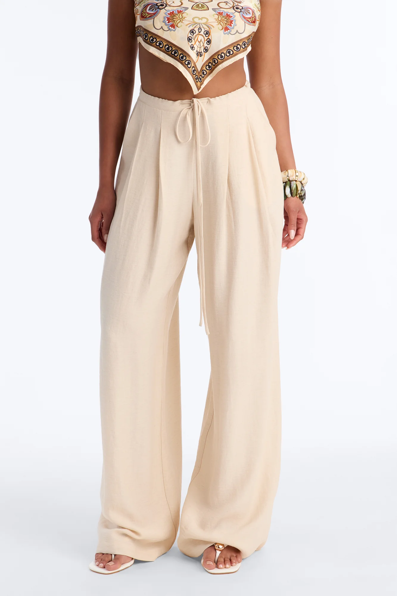 Run The City Linen Wide Leg Pants 33″ - Natural - Image 2