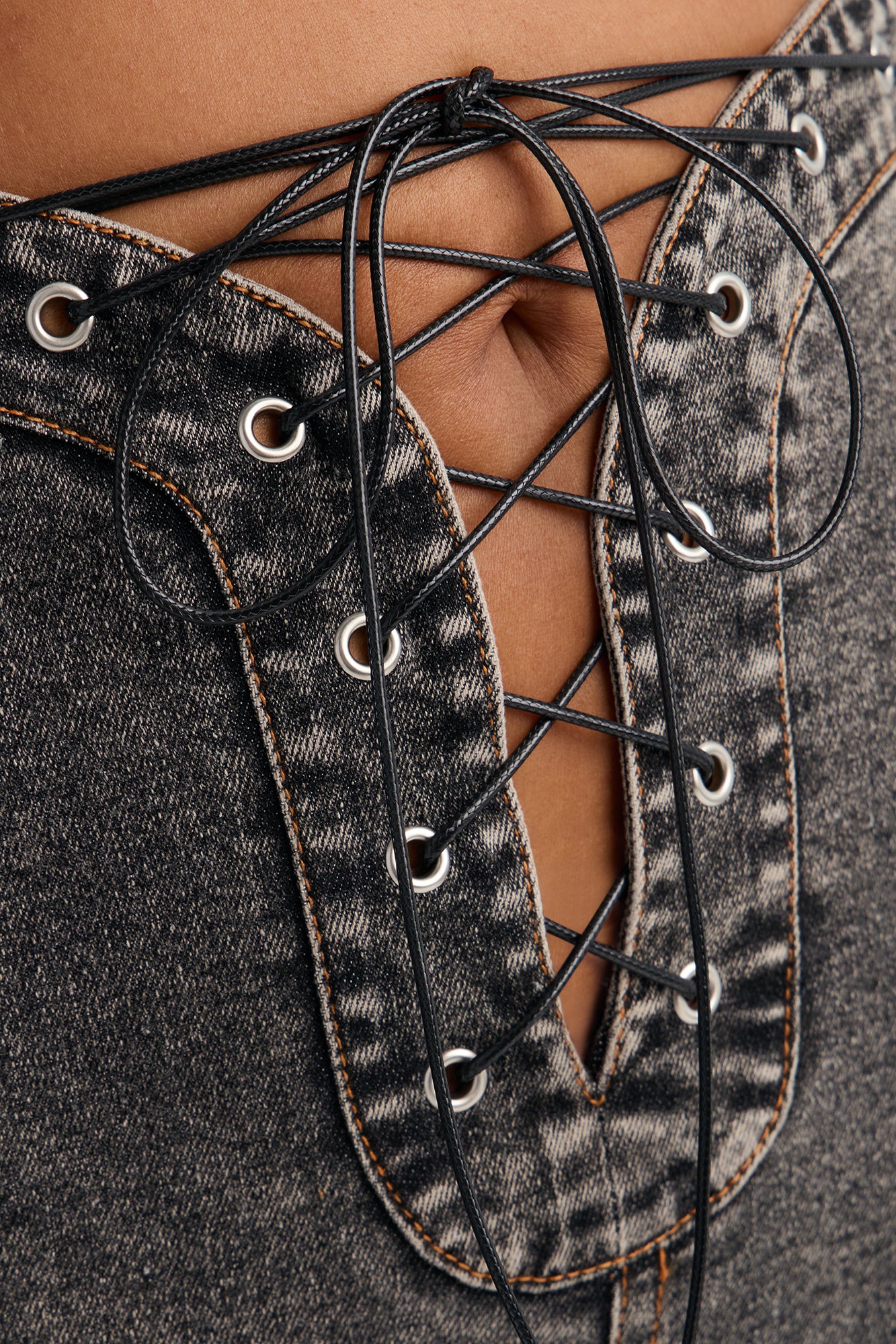 Run this Town Lace Up Washed Flared Pant - Black - Image 7